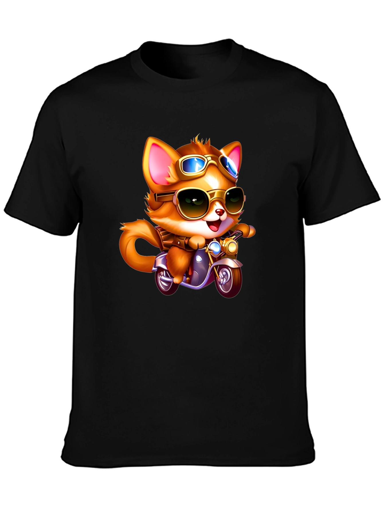 Black Cool Cat Biker T-Shirt - Ride in Style! view 3
