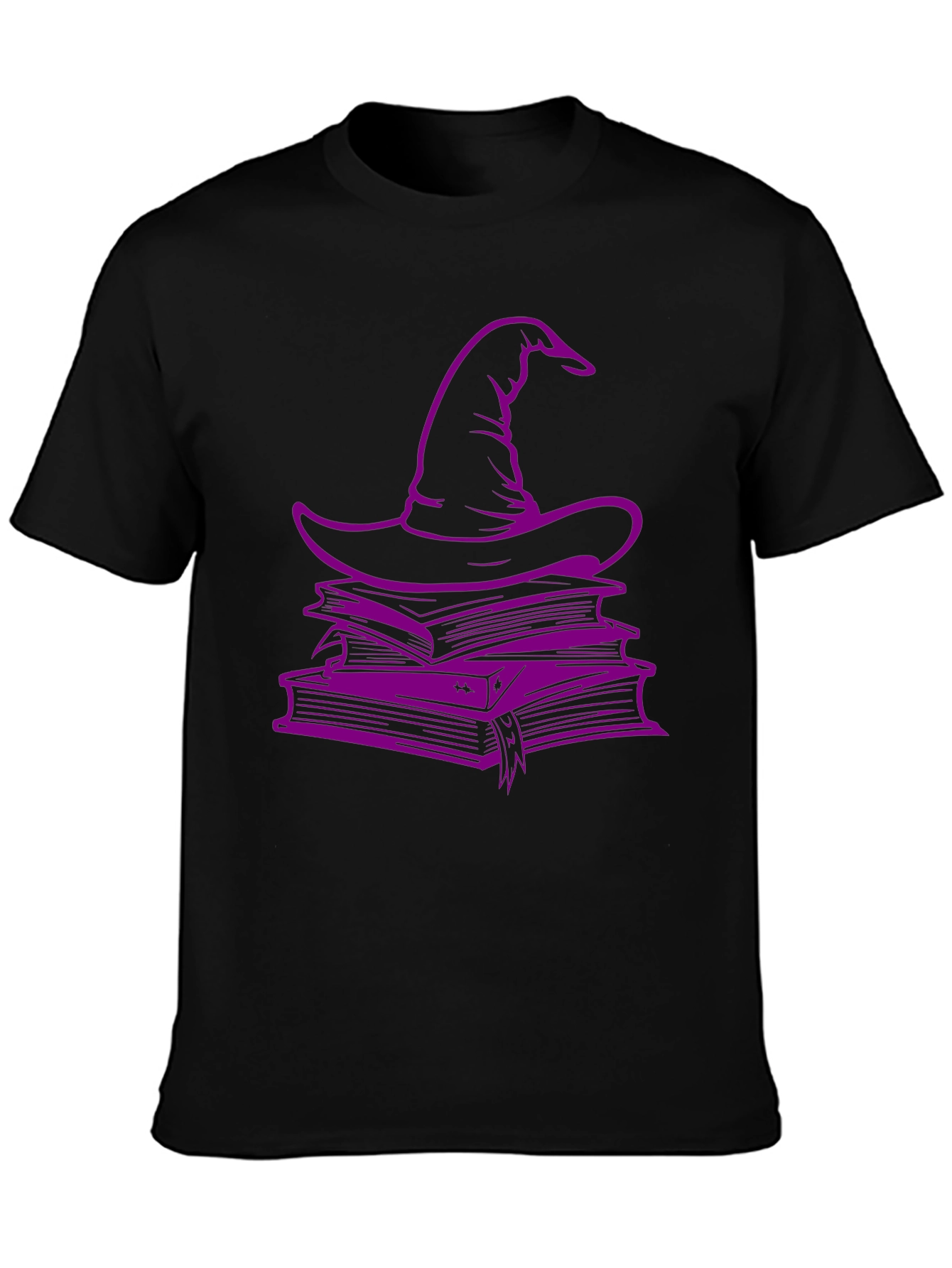 Black Witch Hat & Books T-Shirt - Spooky Season Style view 3