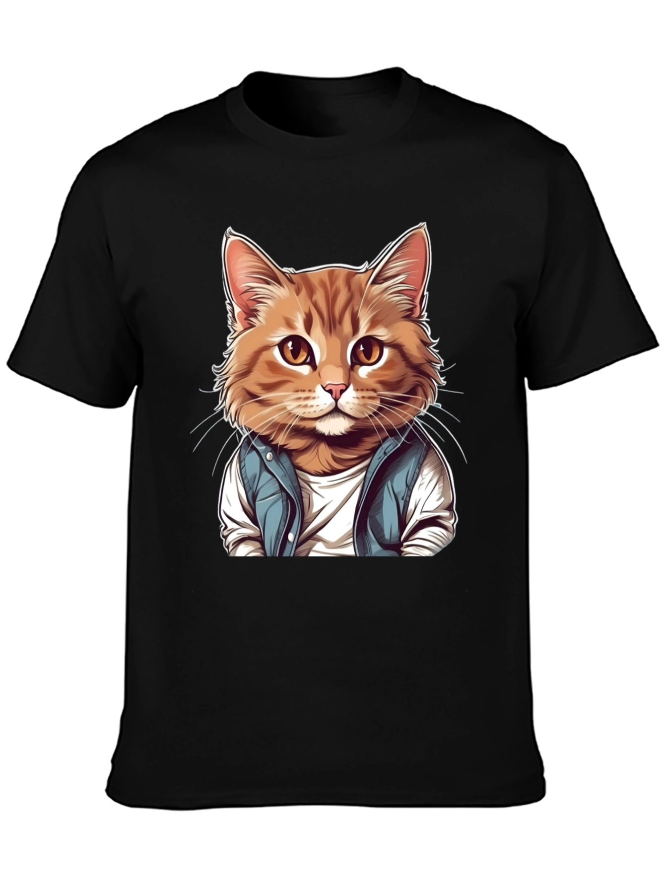 Black Cool Cat Graphic Tee view 3