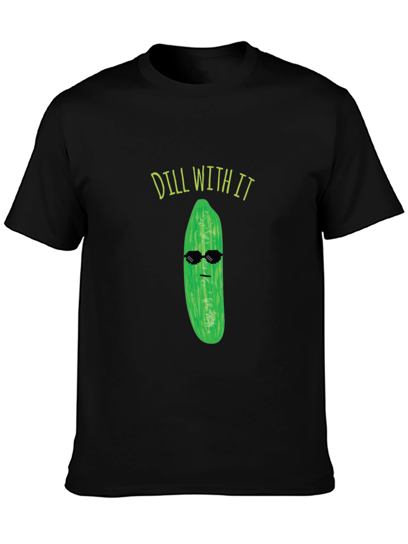 Black Dill With It Funny Pickle Graphic Black T-Shirt view 3