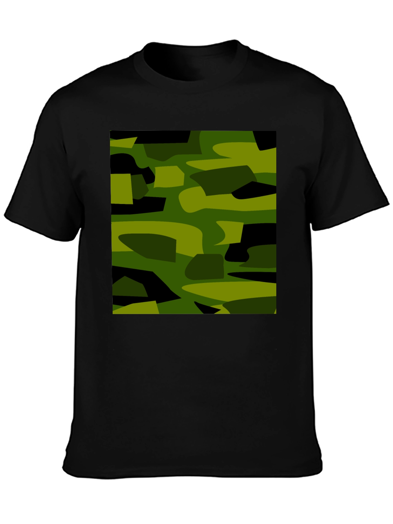 Black Camouflage Graphic Print Black T-Shirt view 3