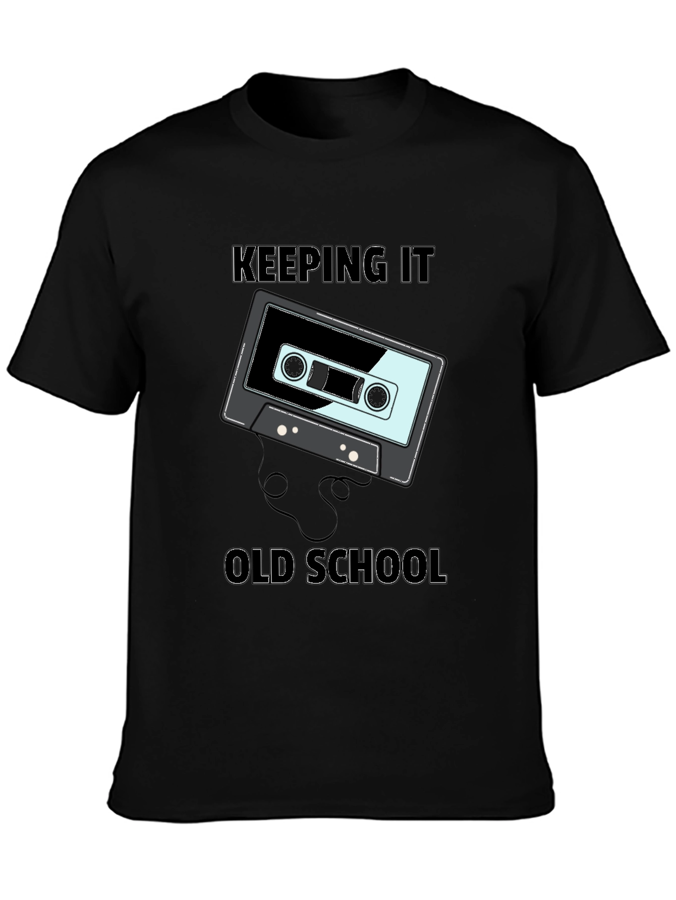 Black Retro Cassette Tape 'Keeping It Old School' Graphic Tee view 3