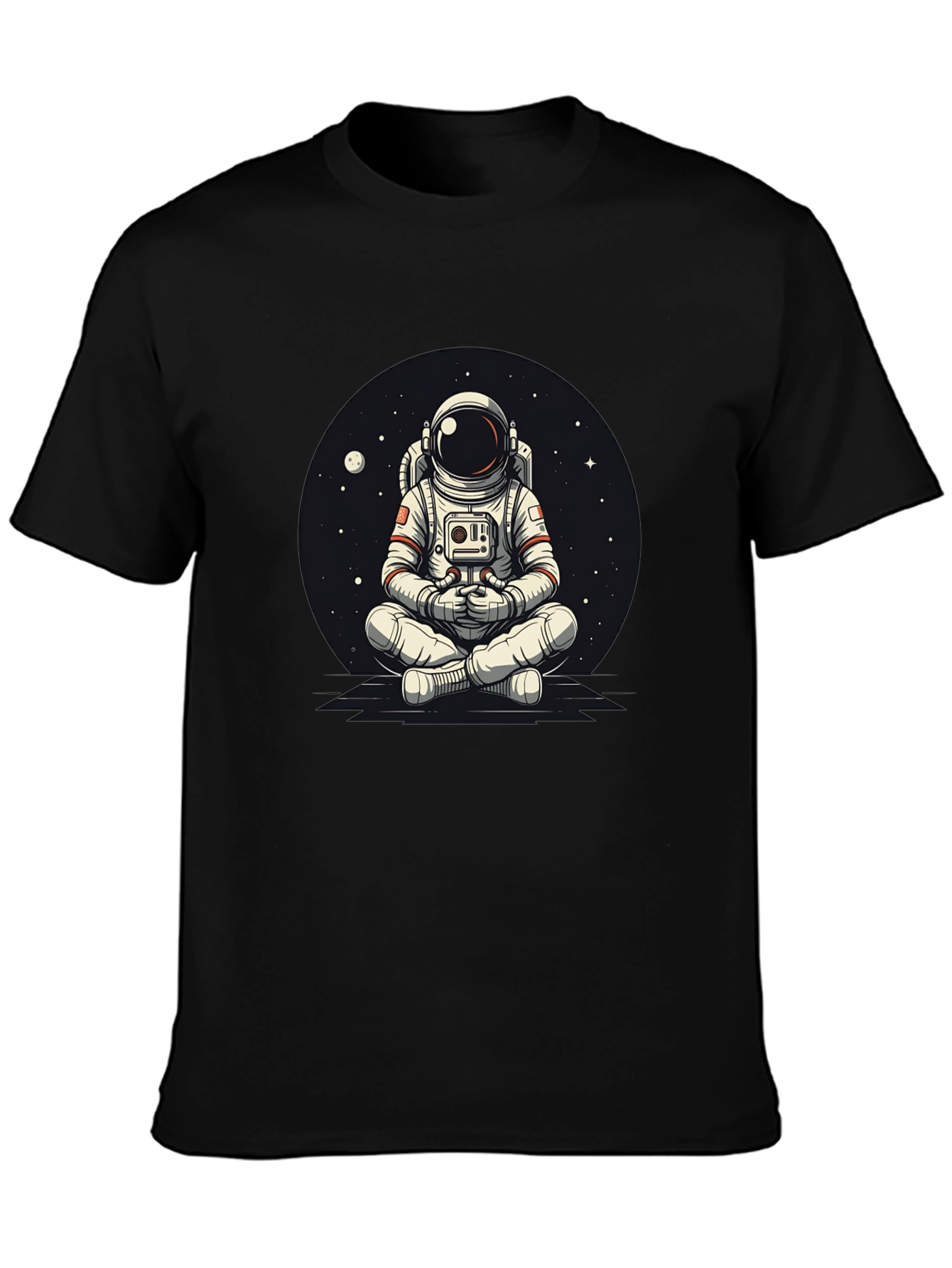 Black Meditating Astronaut Graphic Tee - Cool Space Design view 3