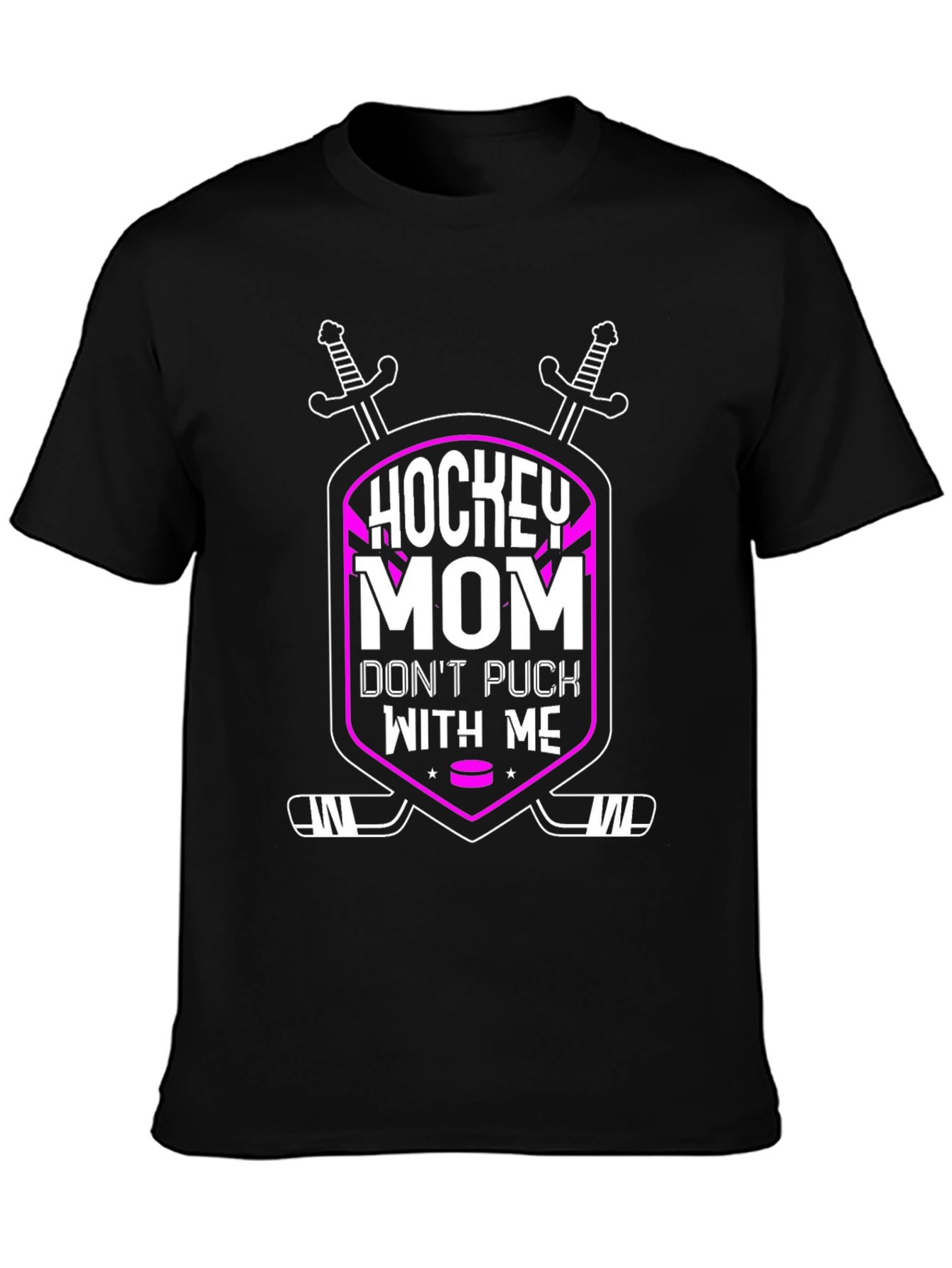 Black Hockey Mom T-Shirt - Don't Puck With Me view 3