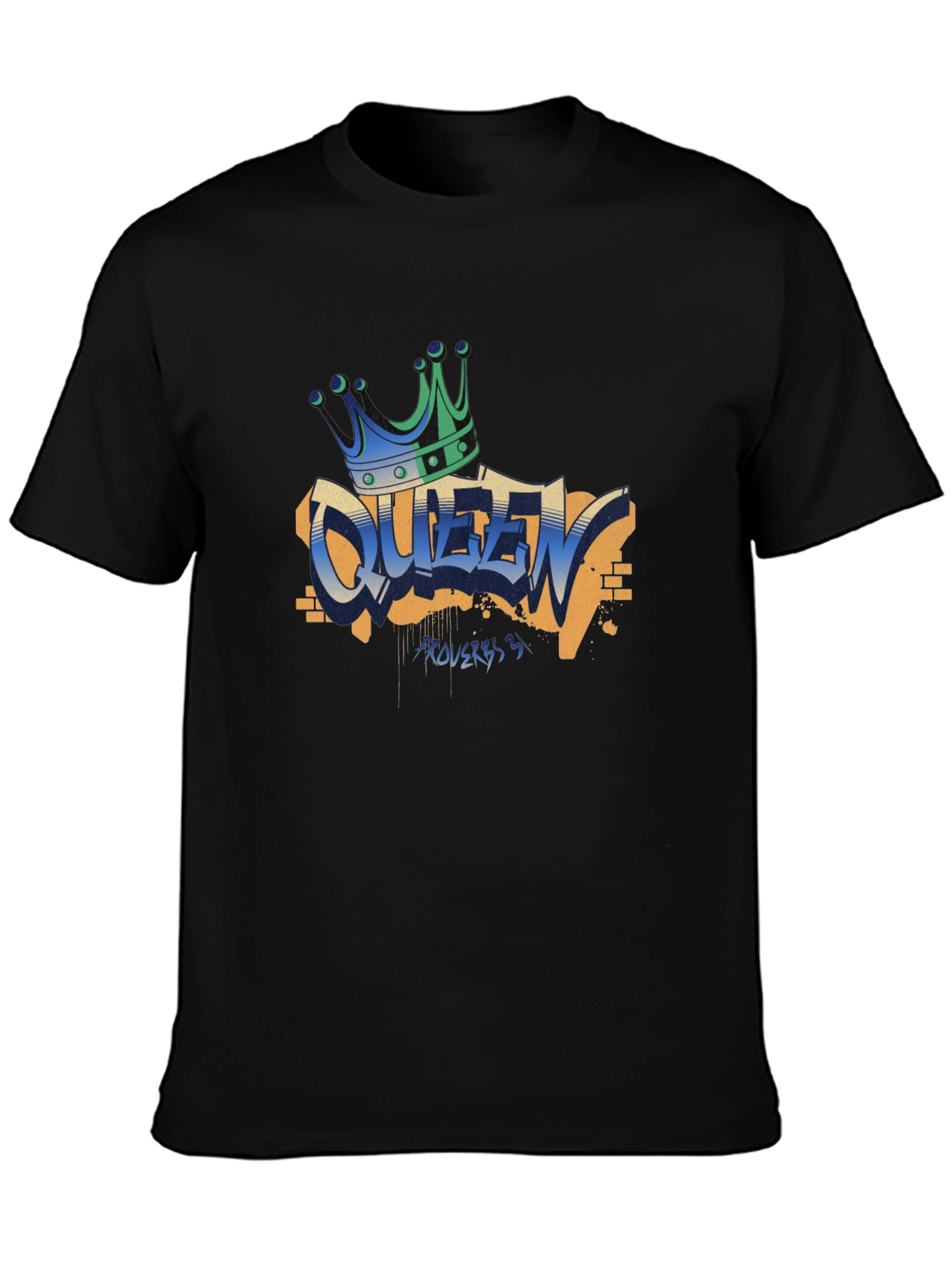 Black Queen Graffiti T-Shirt - Crown Graphic Tee view 3