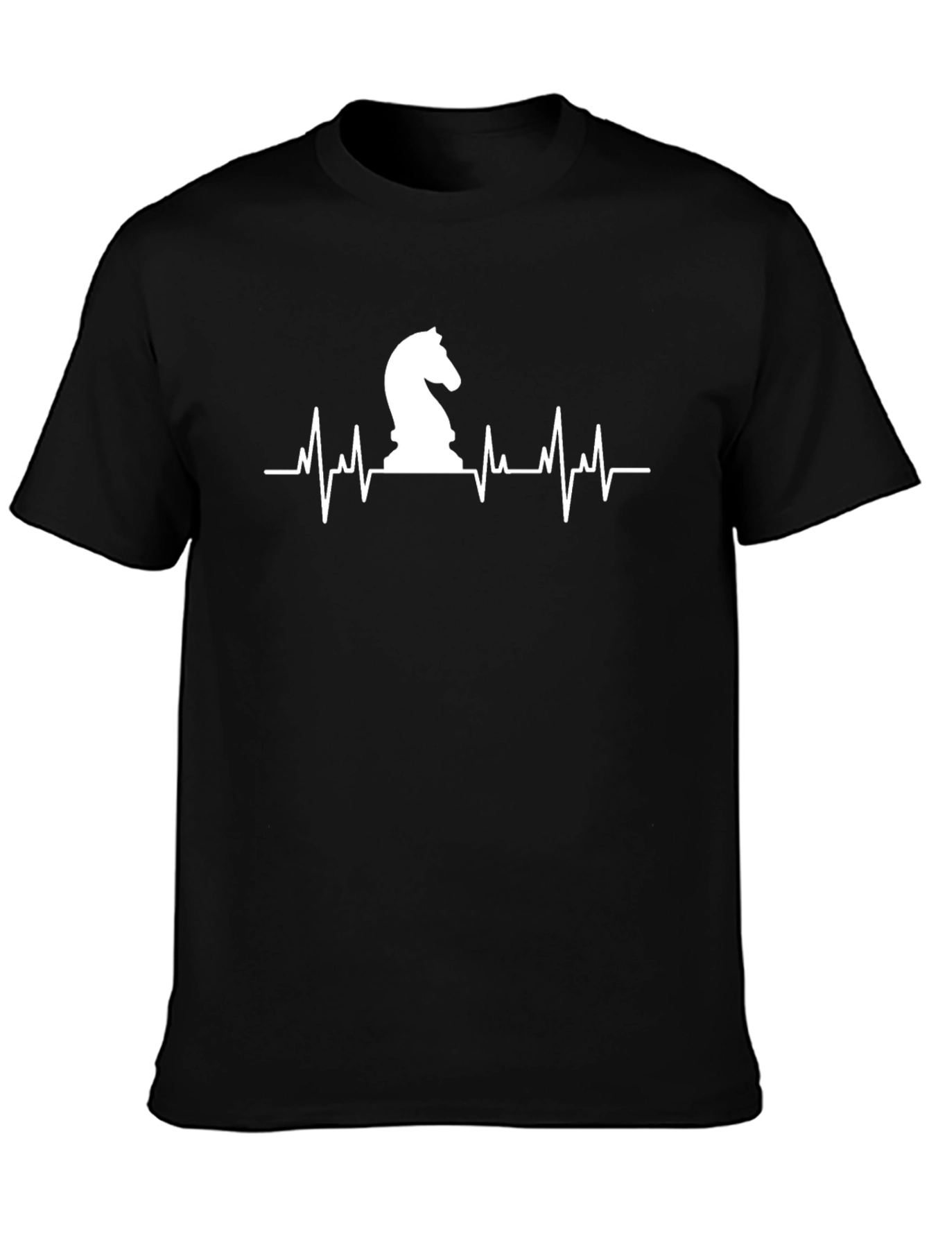 Black Chess Knight Heartbeat T-Shirt - Black view 3