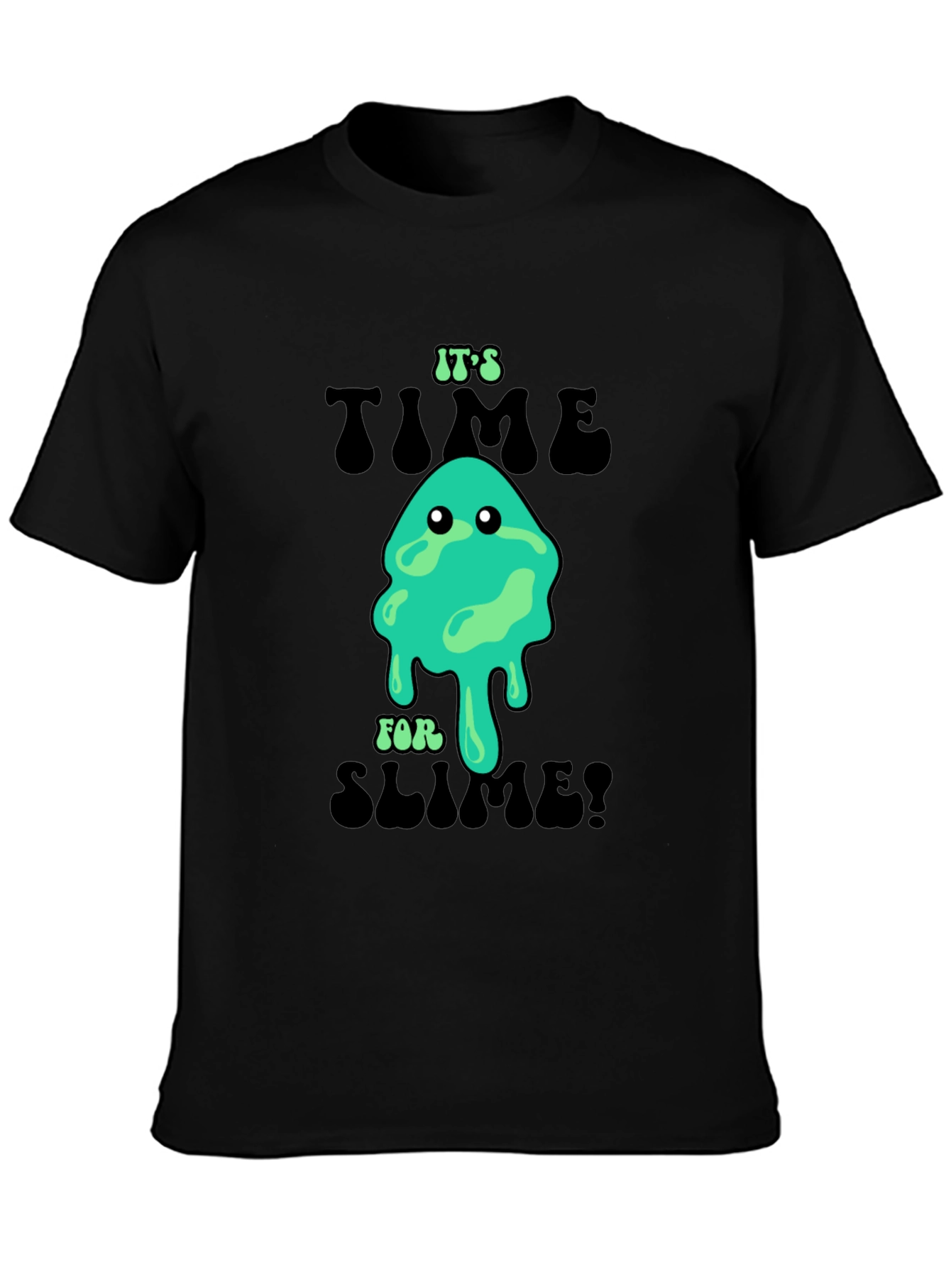 Black It's Time for Slime! Novelty Graphic T-Shirt view 3