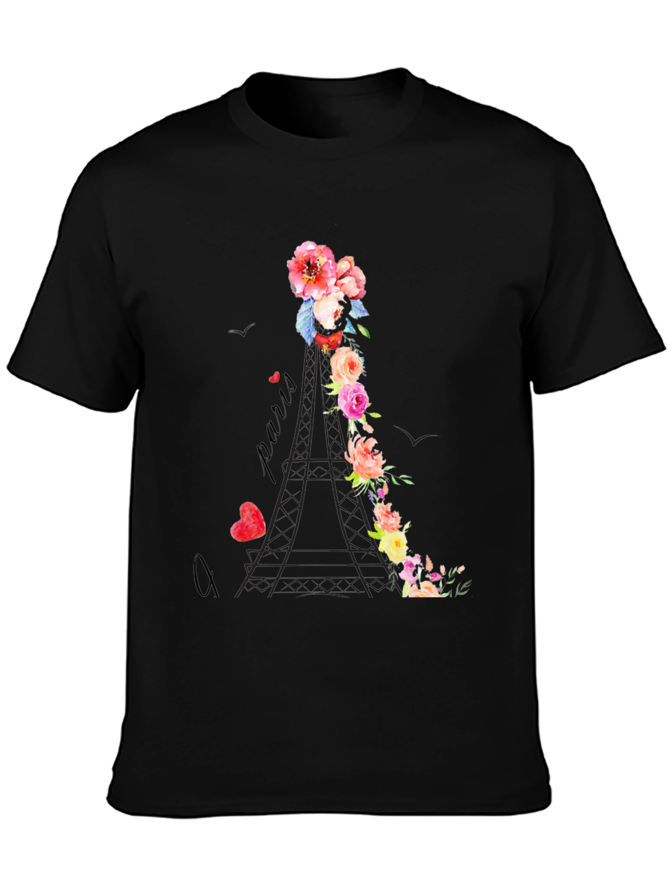 Floral Eiffel Tower Graphic Tee - Paris Love - 3