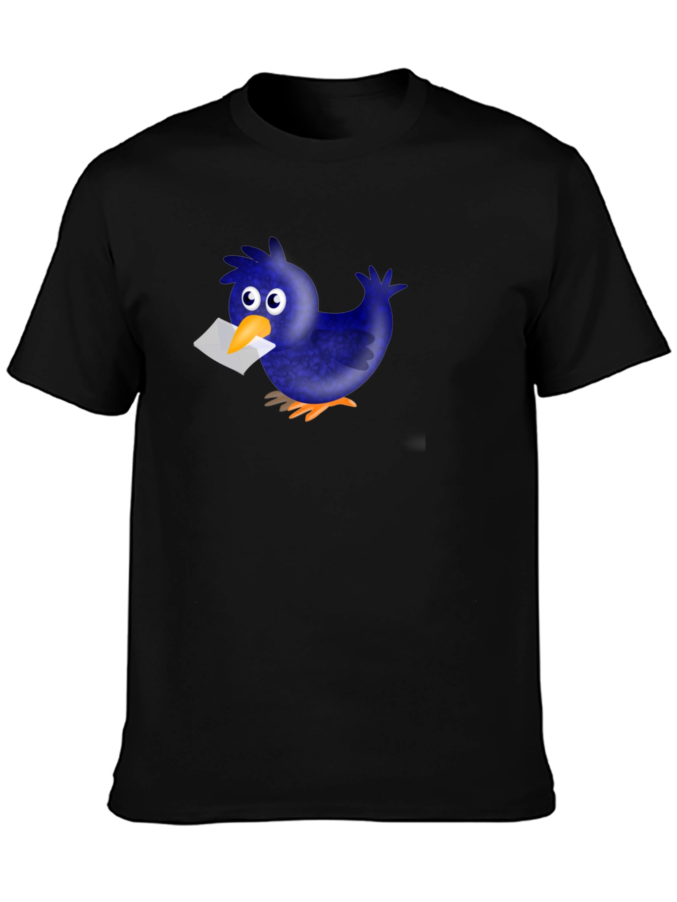 Black Novelty Cartoon Blue Bird T-Shirt view 3