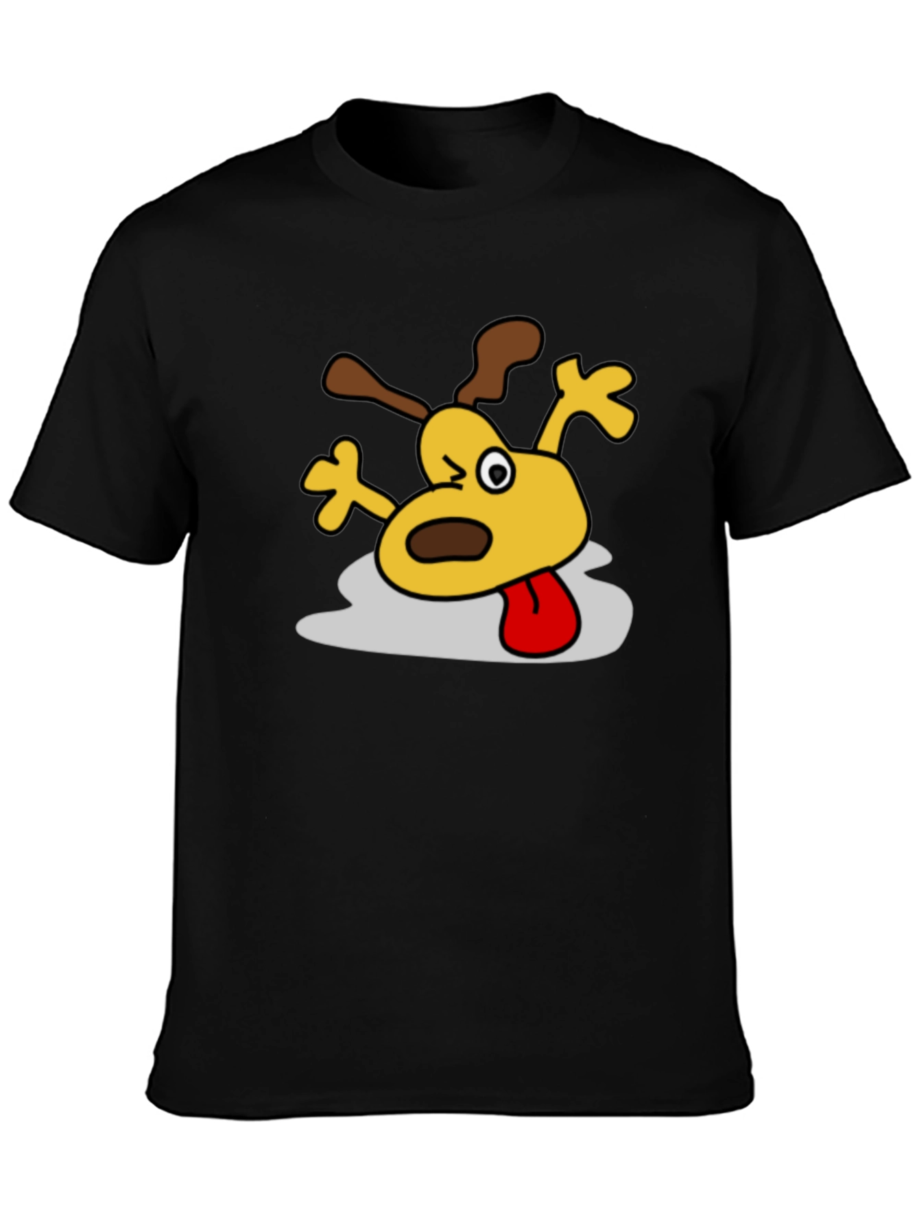 Black Cartoon Dog Graphic Black T-Shirt view 3