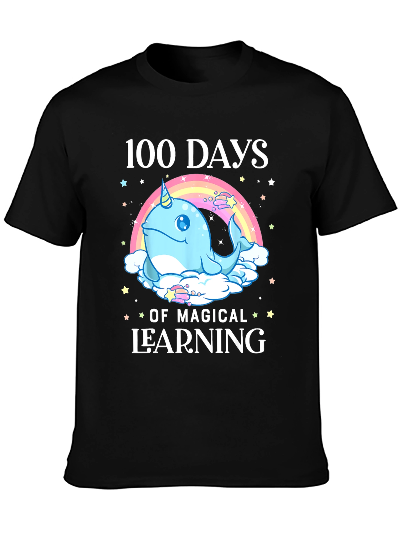 Black 100 Days of Magical Learning T-Shirt view 3