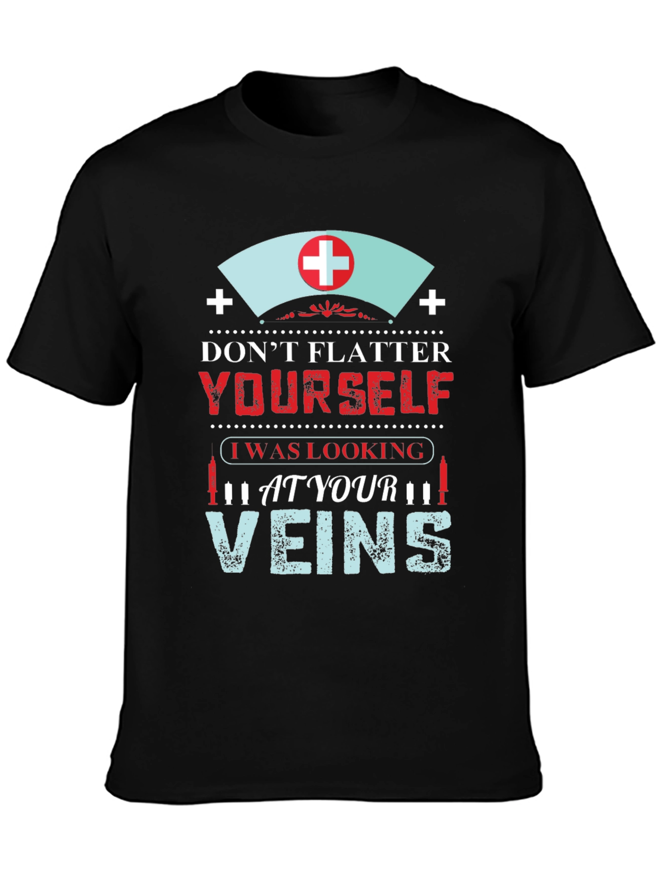 Black Funny Nurse Vein T-Shirt view 3