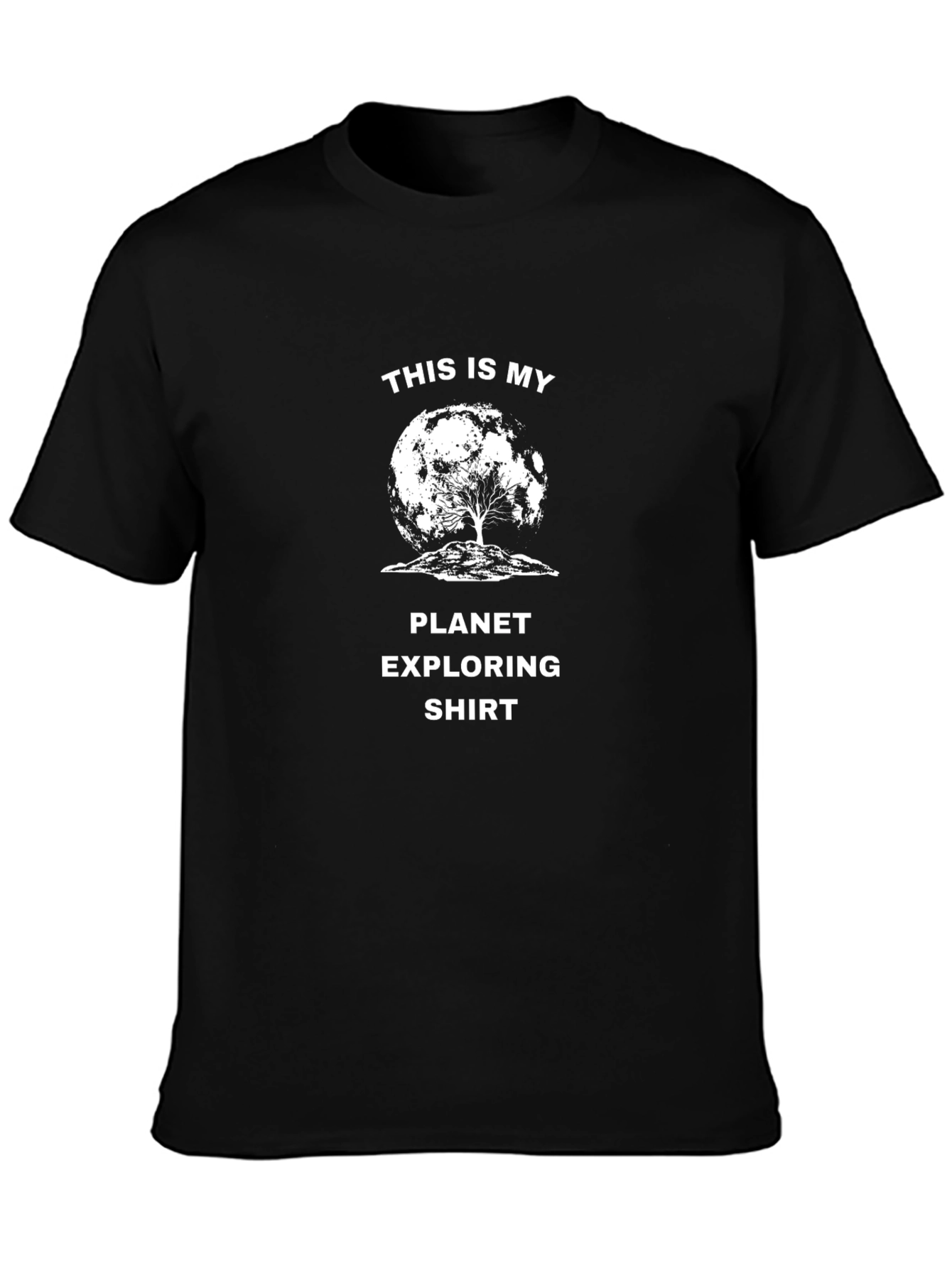 Black Planet Exploring T-Shirt: Lunar Tree Graphic Tee view 3