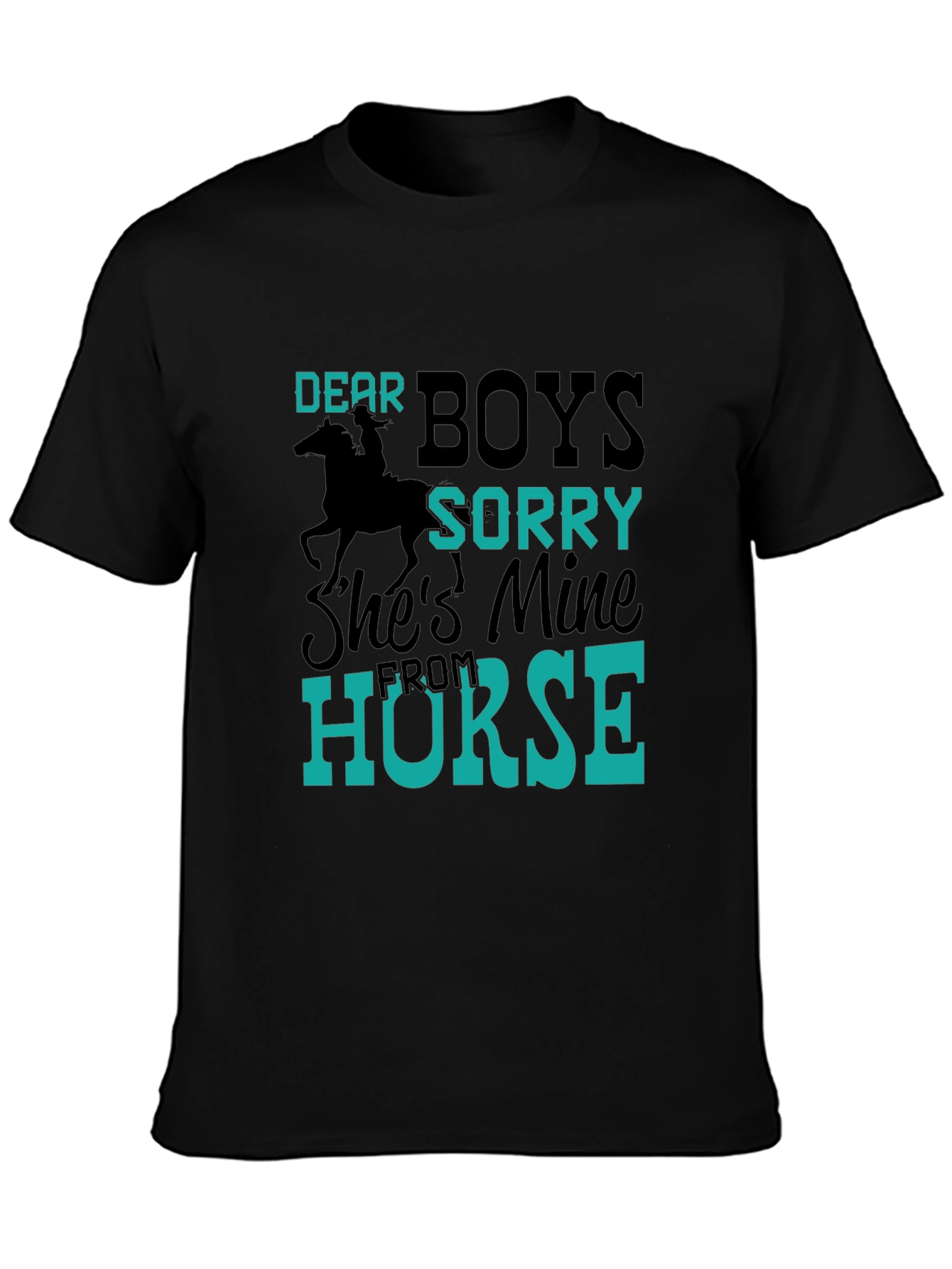 Black Funny Dear Boys Horse Lover T-Shirt view 3