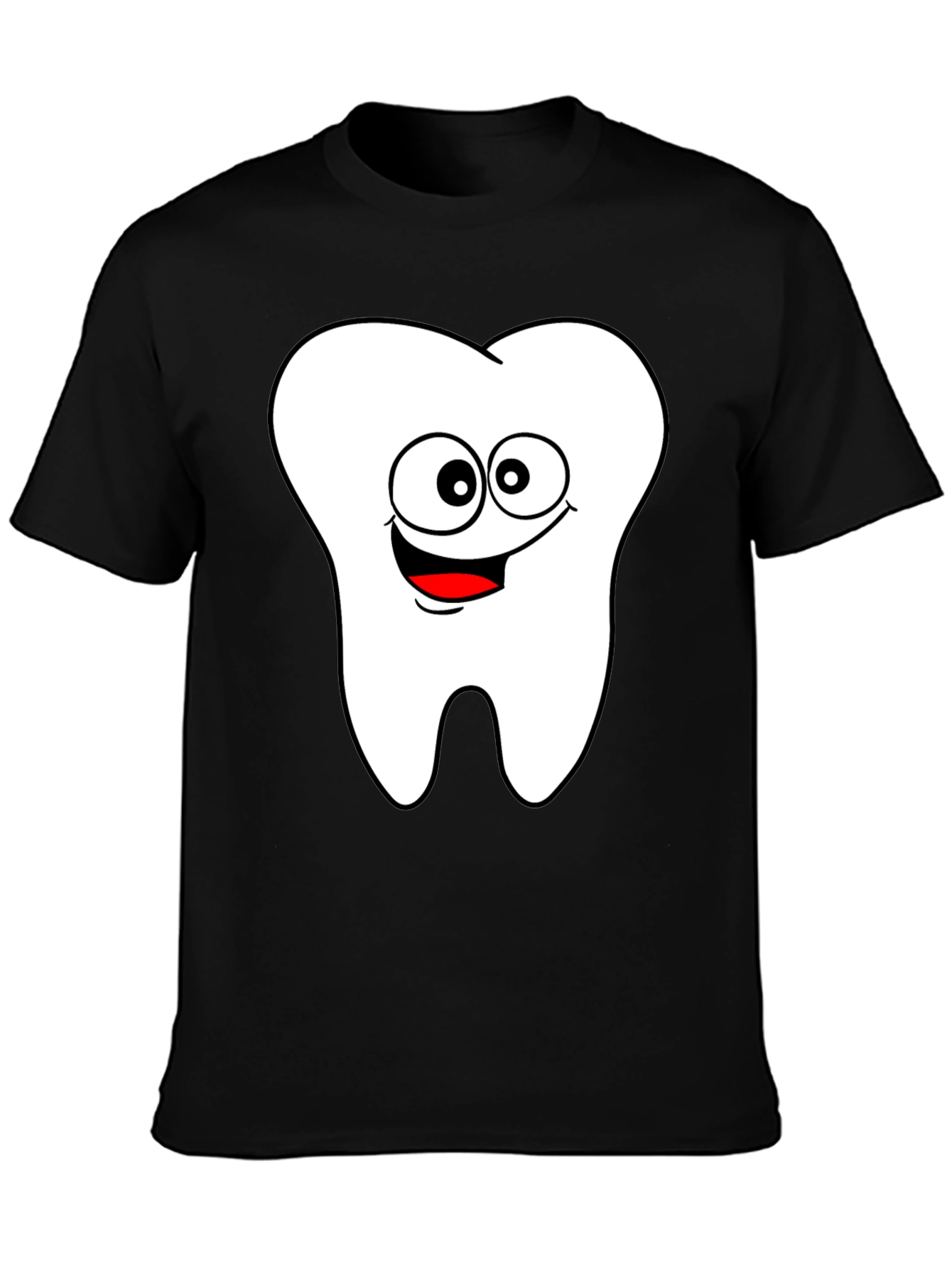Black Cartoon Tooth Graphic Black T-Shirt view 3