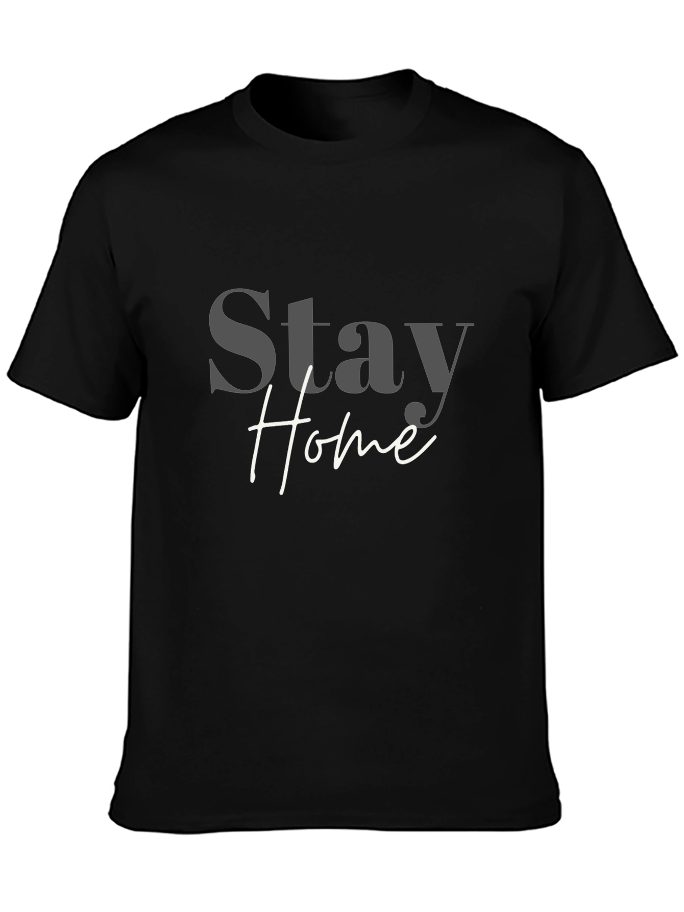 Black Stay Home Graphic Tee - Black Cotton Blend view 3