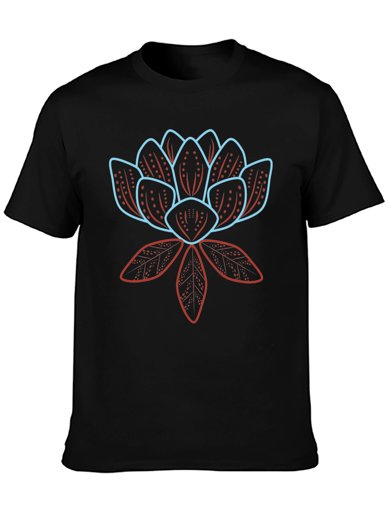 Black Lotus Flower Graphic Black T-Shirt view 3