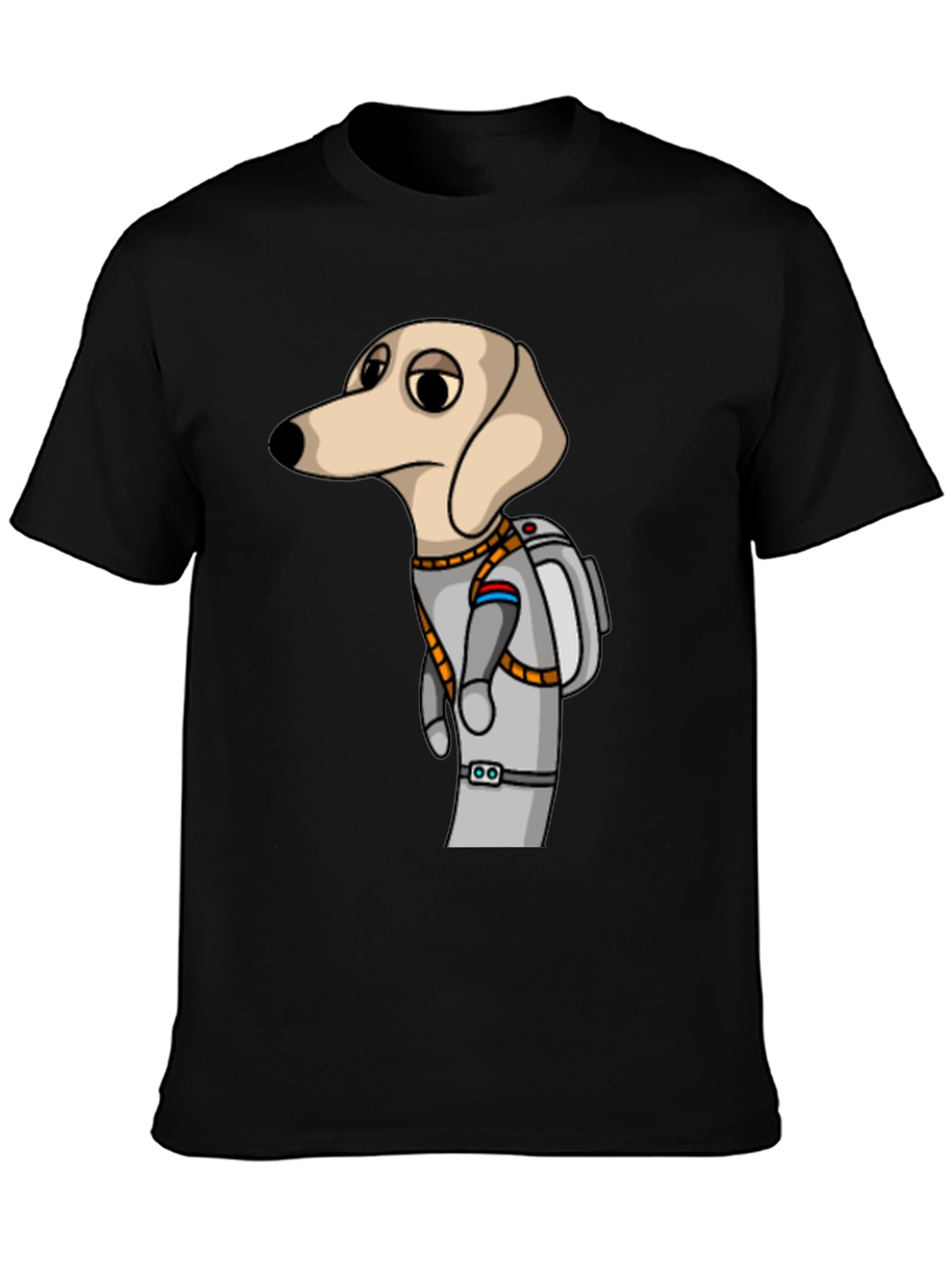 Black Dog Astronaut Graphic Tee - Unisex Black T-Shirt view 3