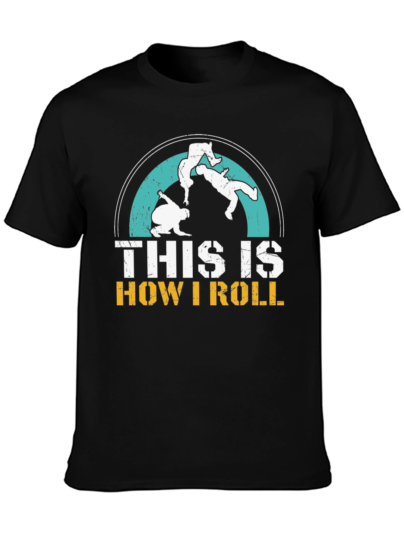 Black This is How I Roll Jiu Jitsu Black T-Shirt view 3