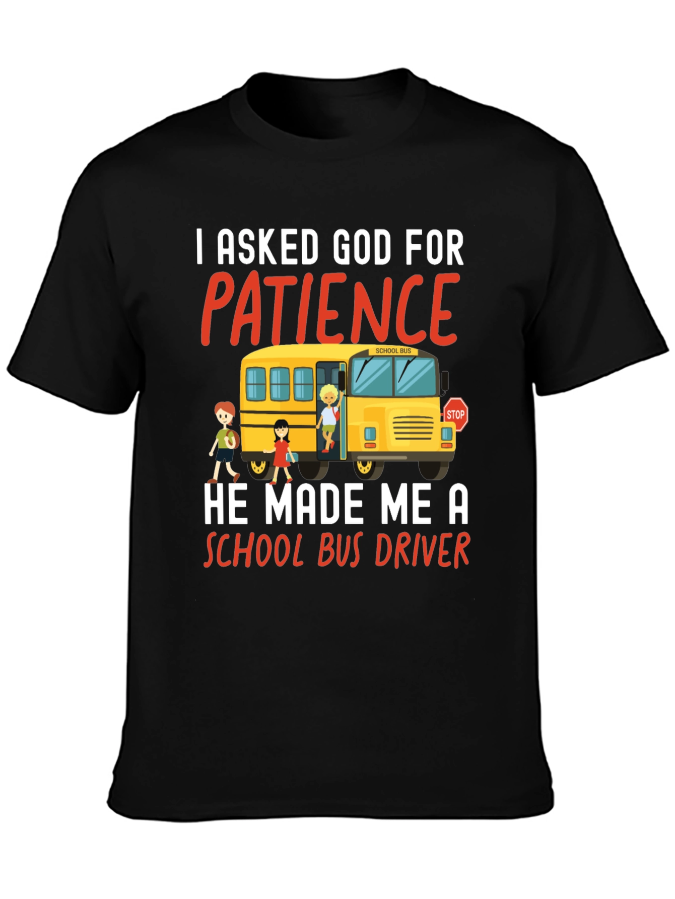 Black School Bus Driver T-Shirt - Patience Graphic Tee view 3