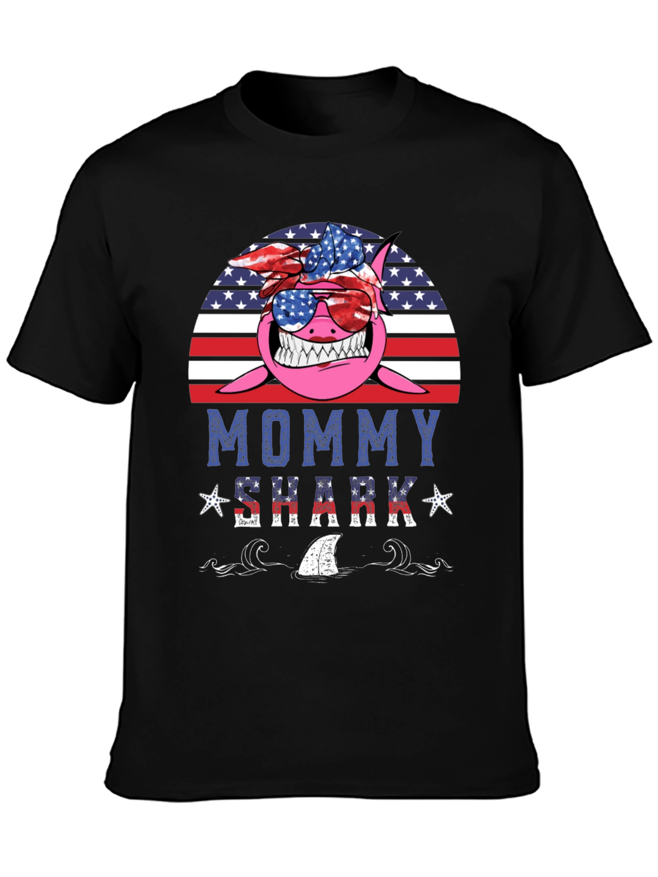 Black Mommy Shark USA Graphic Tee view 3
