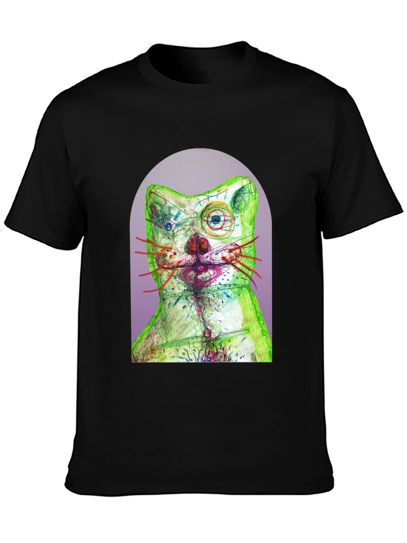 Black Artistic Cat Graphic T-Shirt - Unique Design view 3