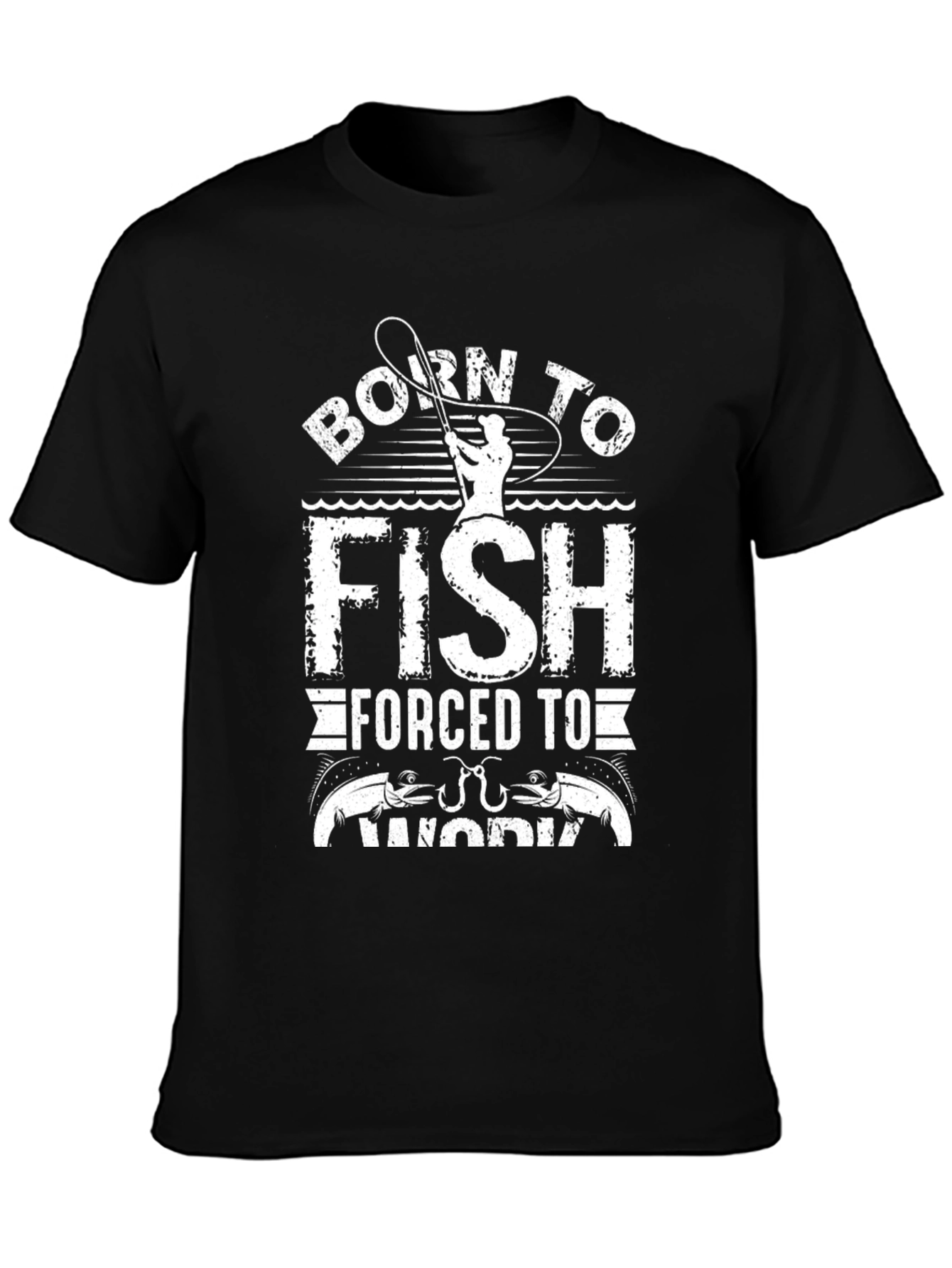 Black Born to Fish T-Shirt - Angler Graphic Tee view 3