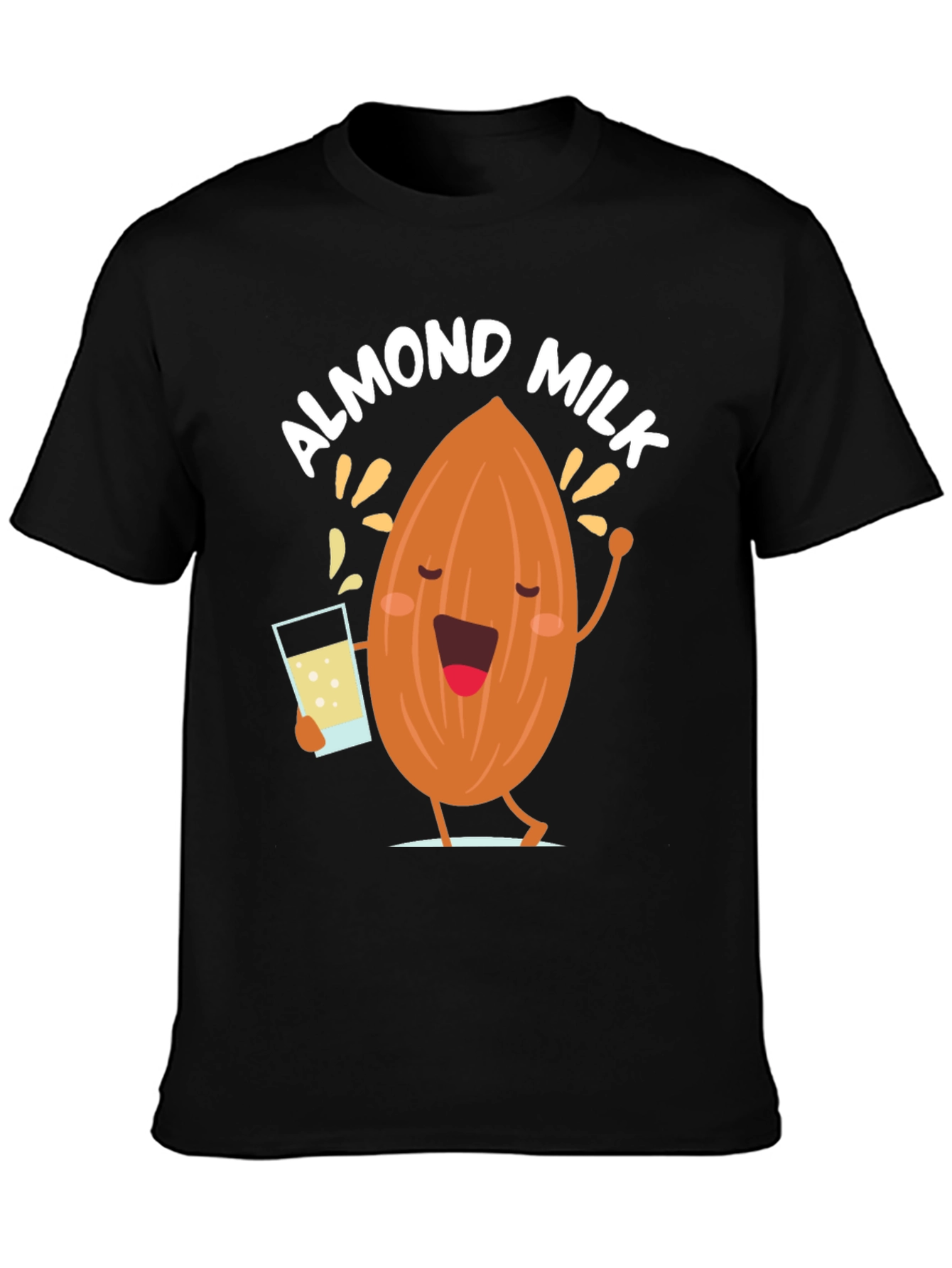Black Almond Milk Graphic Tee - Funny Cartoon T-Shirt view 3