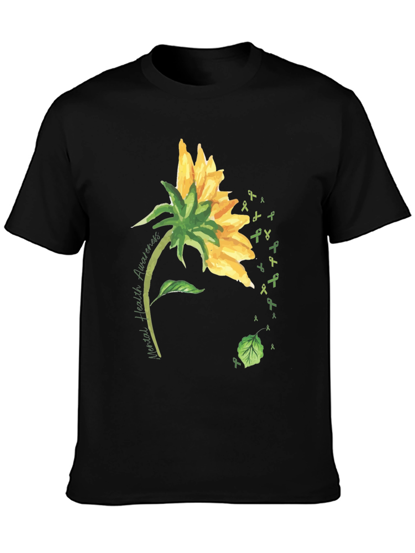 Black Mental Health Awareness Sunflower T-Shirt view 3
