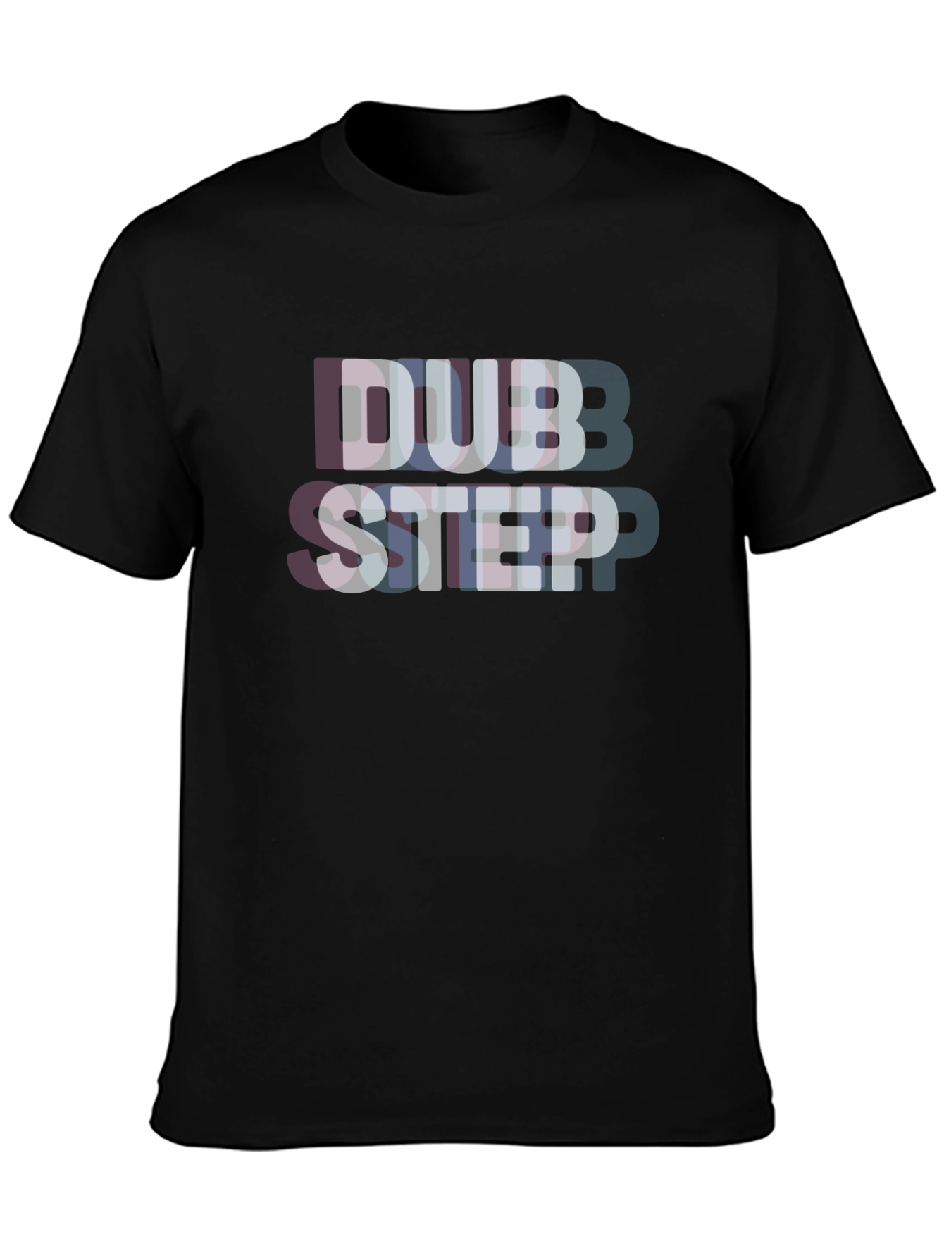 Black Dubstep Glitch Effect Black T-Shirt view 3