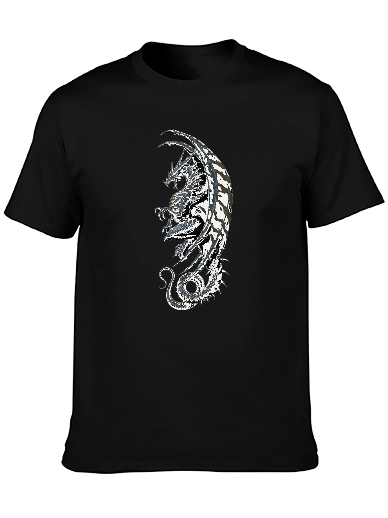 Black Dragon Graphic Black T-Shirt - Fantasy Style view 3
