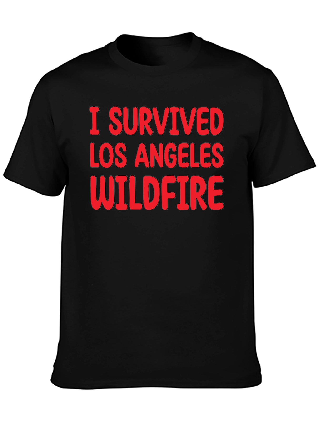 Black I Survived LA Wildfire Black T-Shirt view 3