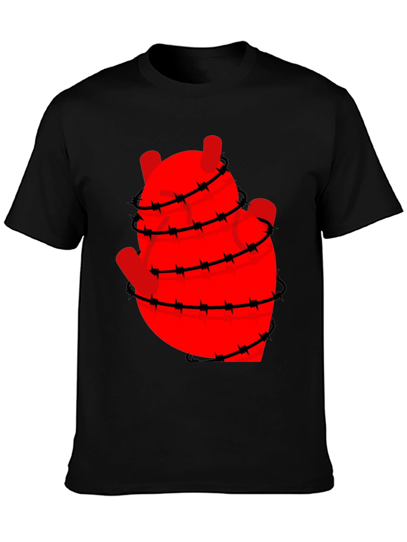 Black Heart Wrapped in Barbed Wire Graphic Tee - Black view 3