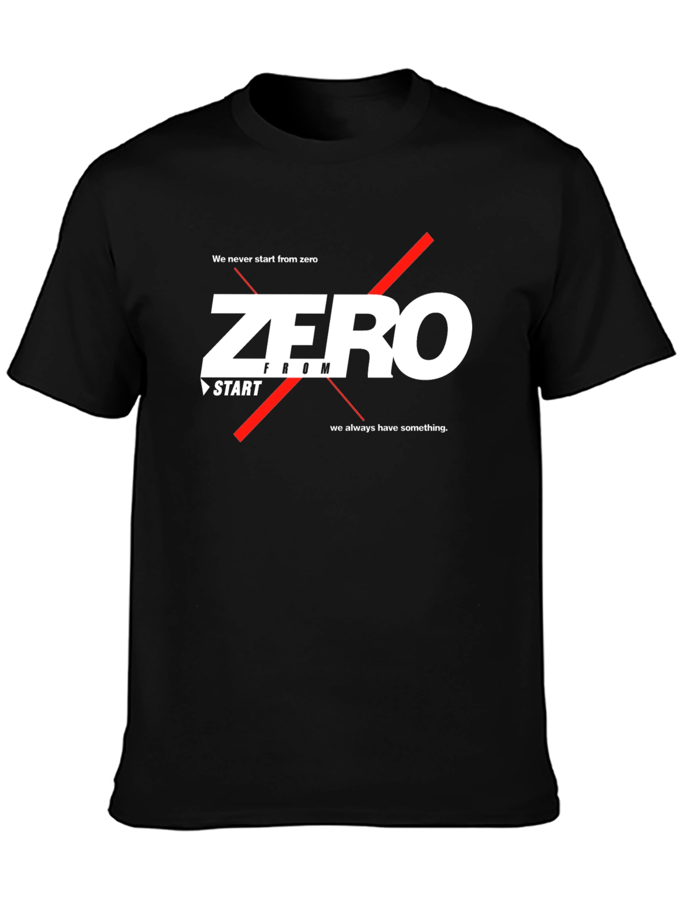 Black Zero From Start Men's Black Graphic Tee view 3