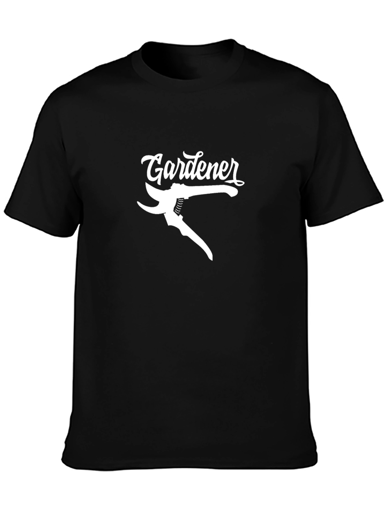 Black Gardener T-Shirt: Gardening Pruners Design view 3