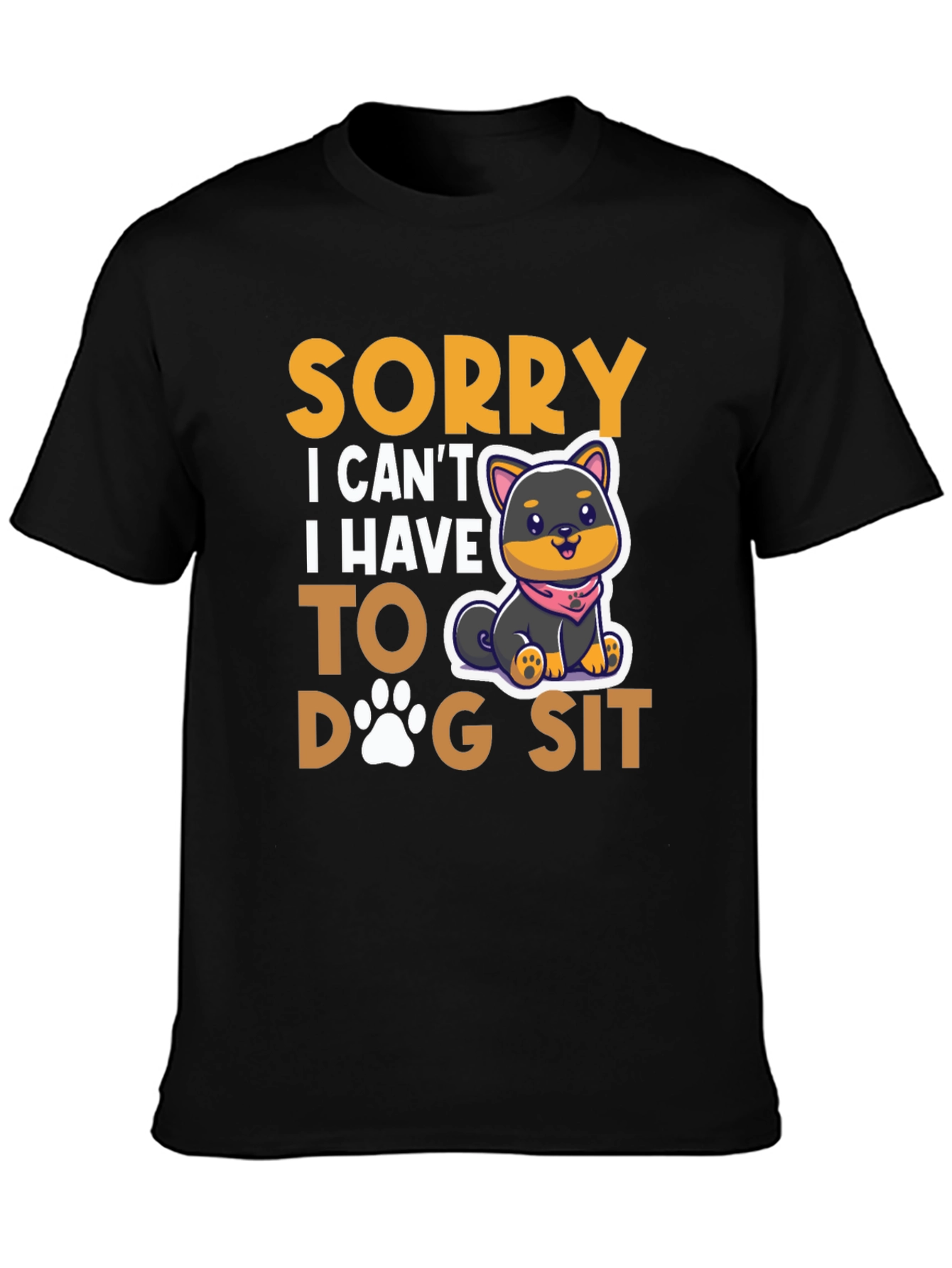 Black Dog Sitting T-Shirt Cute Animal Design view 3