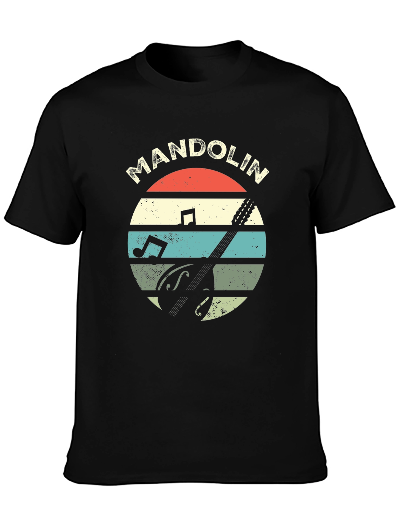 Black Retro Mandolin T-Shirt - Musician Gift view 3