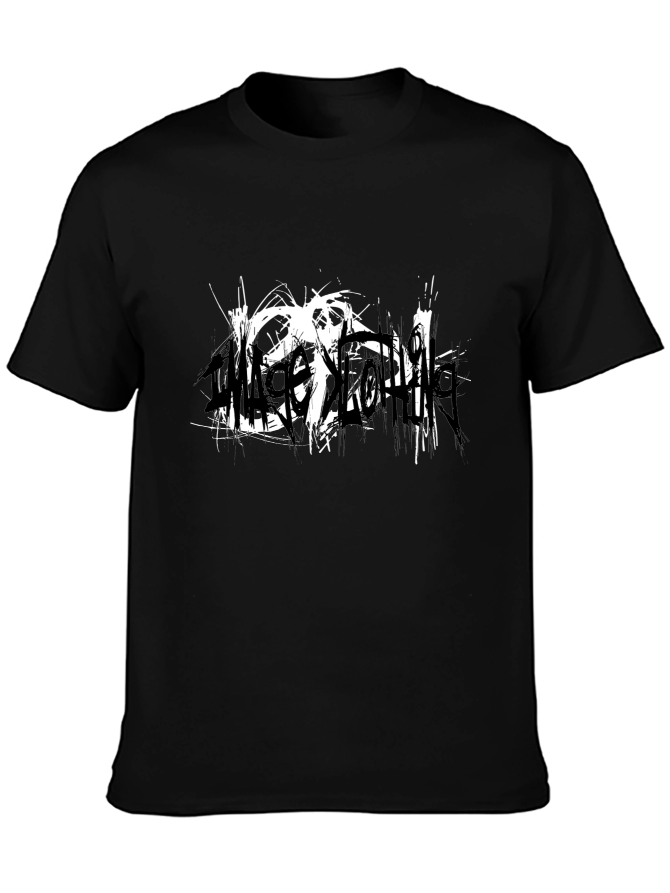 Black Black T-Shirt with Abstract White Graphic view 3