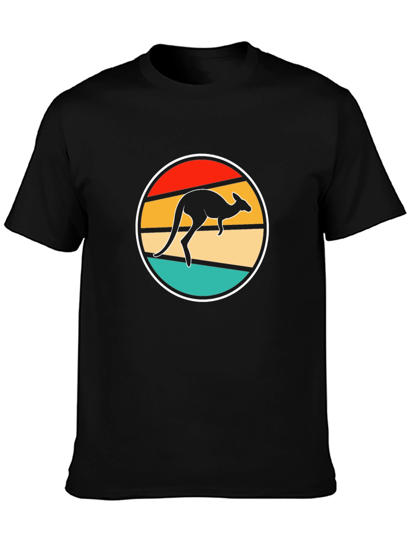 Black Retro Kangaroo T-Shirt - Black Novelty Tee view 3