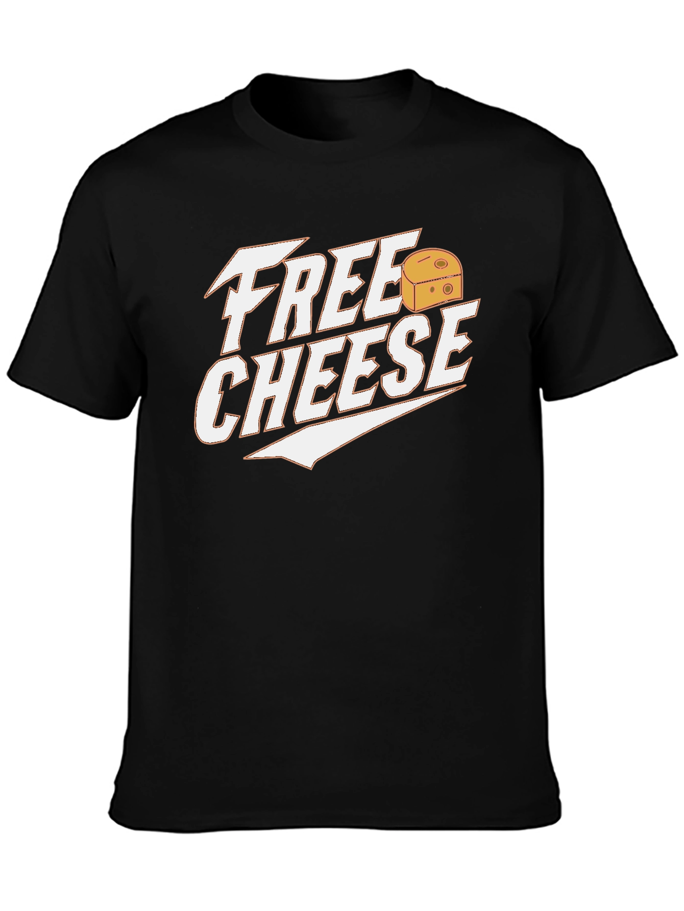 Black Free Cheese Graphic Tee - Funny Food Lover Shirt view 3
