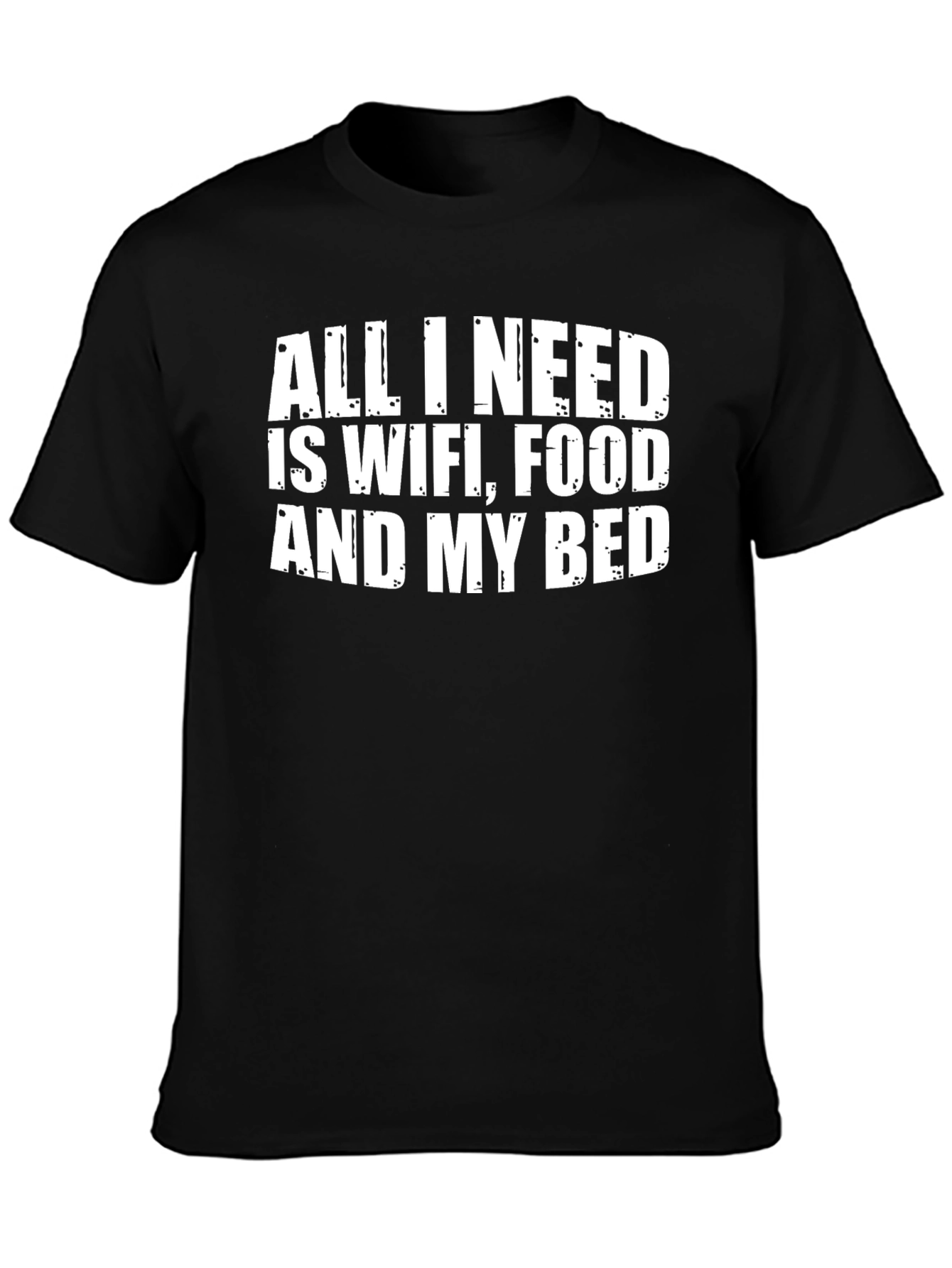 Black WiFi Food Bed Funny Graphic Tee - Soft Cotton view 3