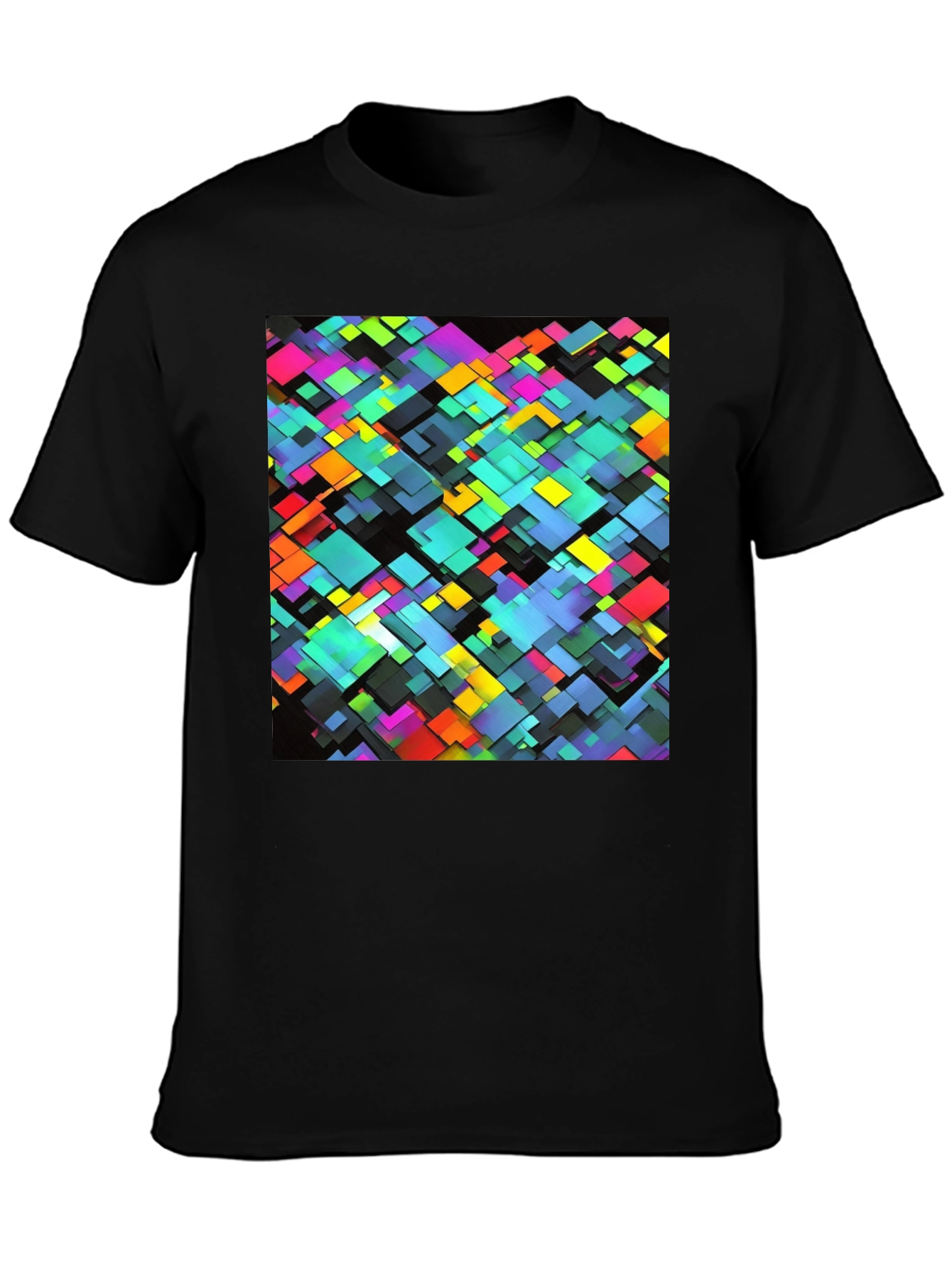 Geometric Block Print Black T-Shirt - 3