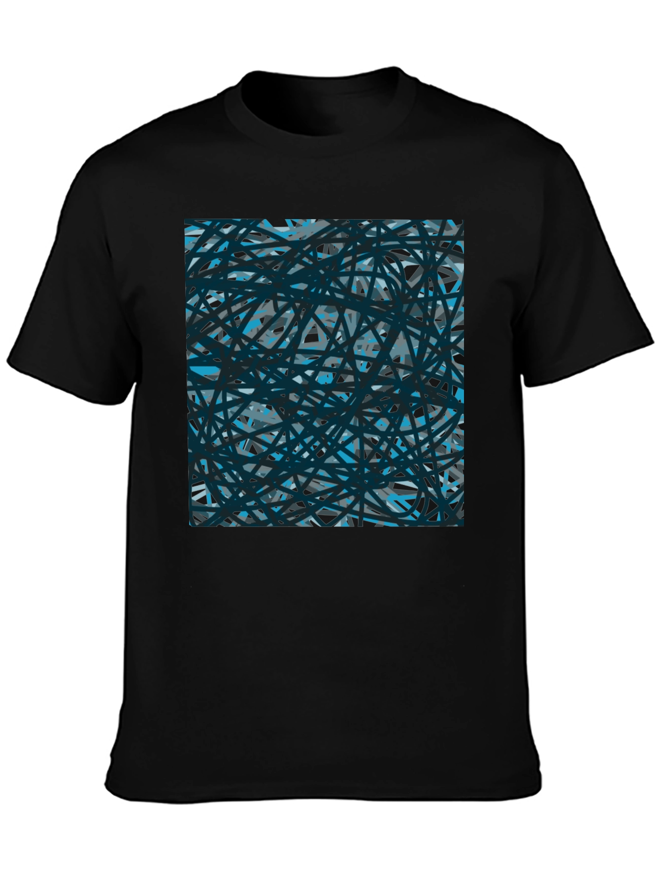 Black Abstract Lines Black T-Shirt view 3