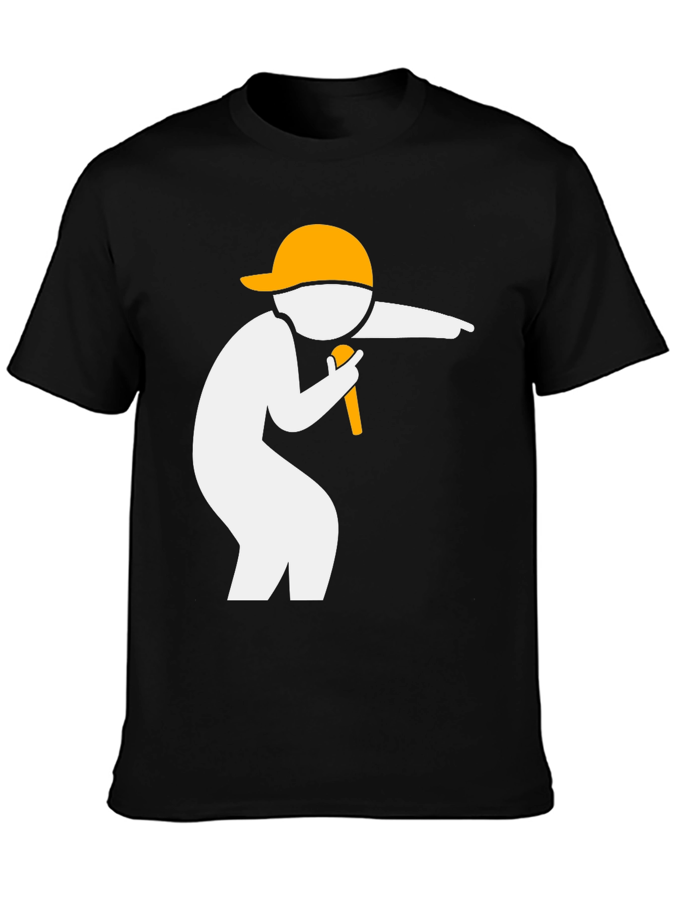 Black Mic Drop Graphic Tee - Black Cotton T-Shirt view 3