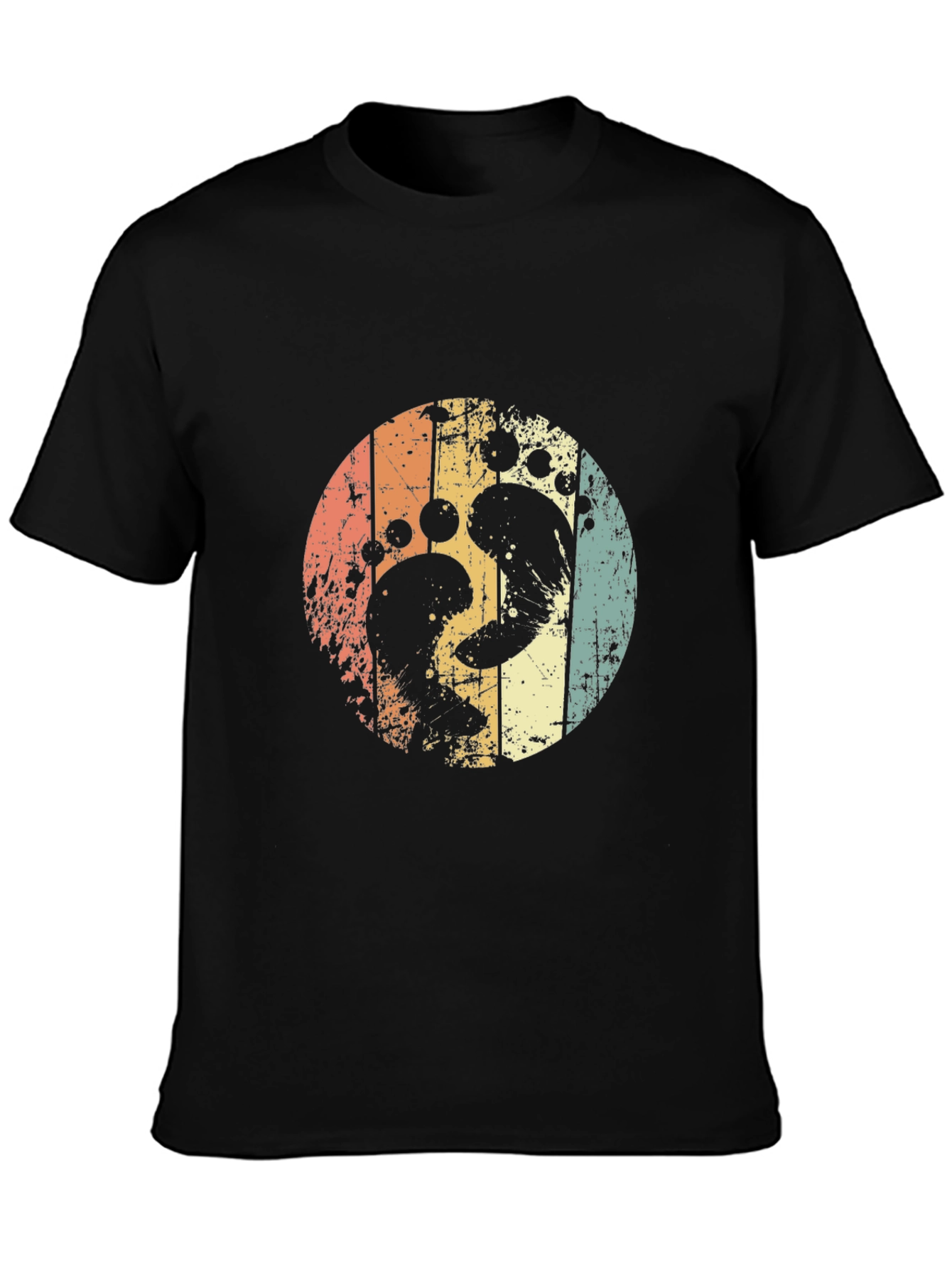 Black Retro Footprint Circle Tee view 3