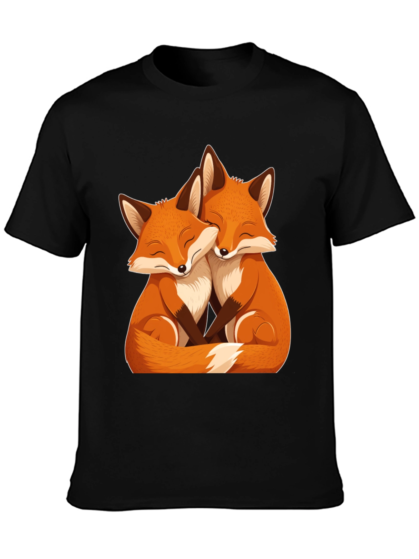 Black Foxes Hugging Graphic Tee view 3
