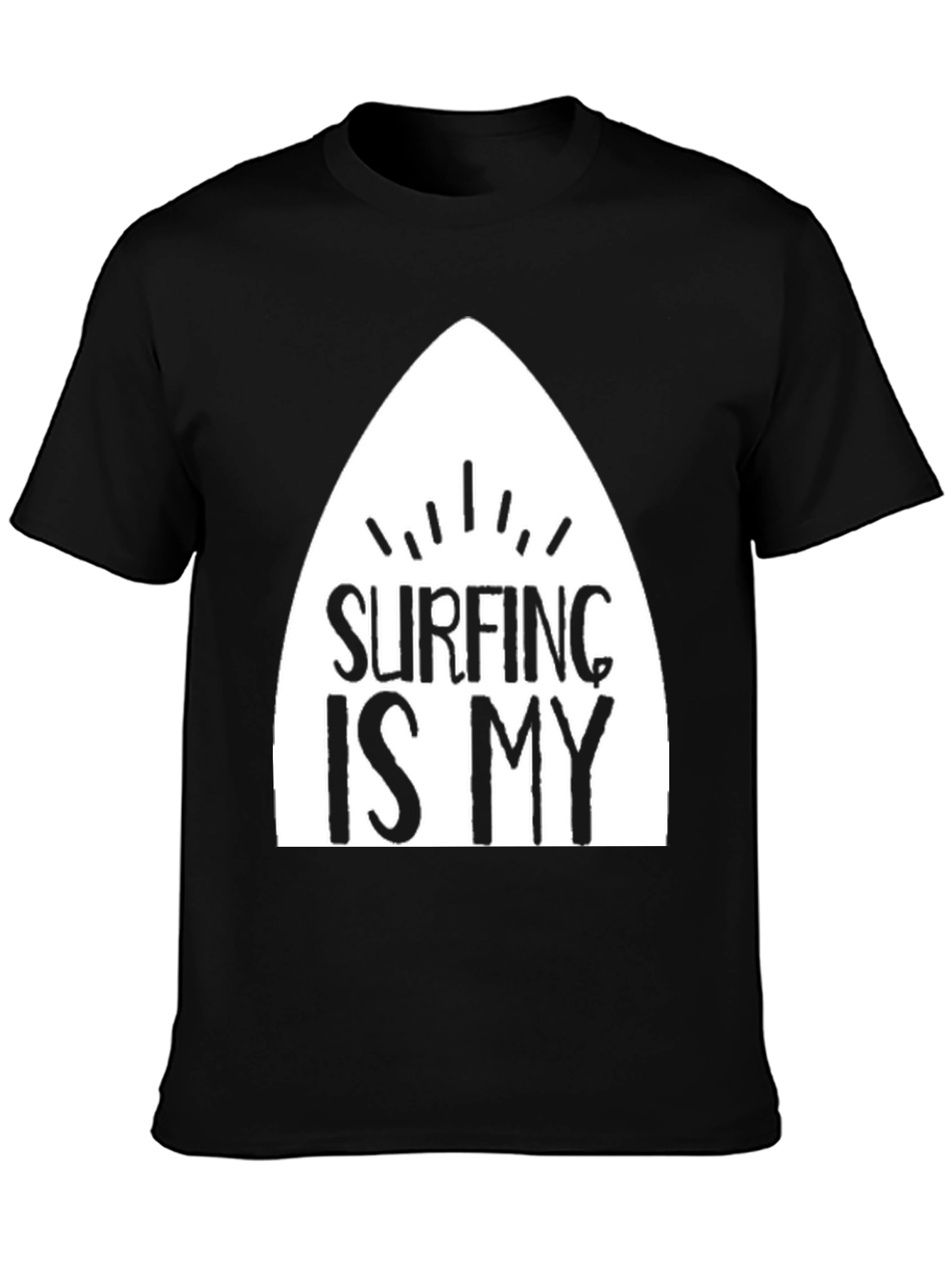 Surfing Is My T-Shirt - Black Cotton Surfboard Tee - 3