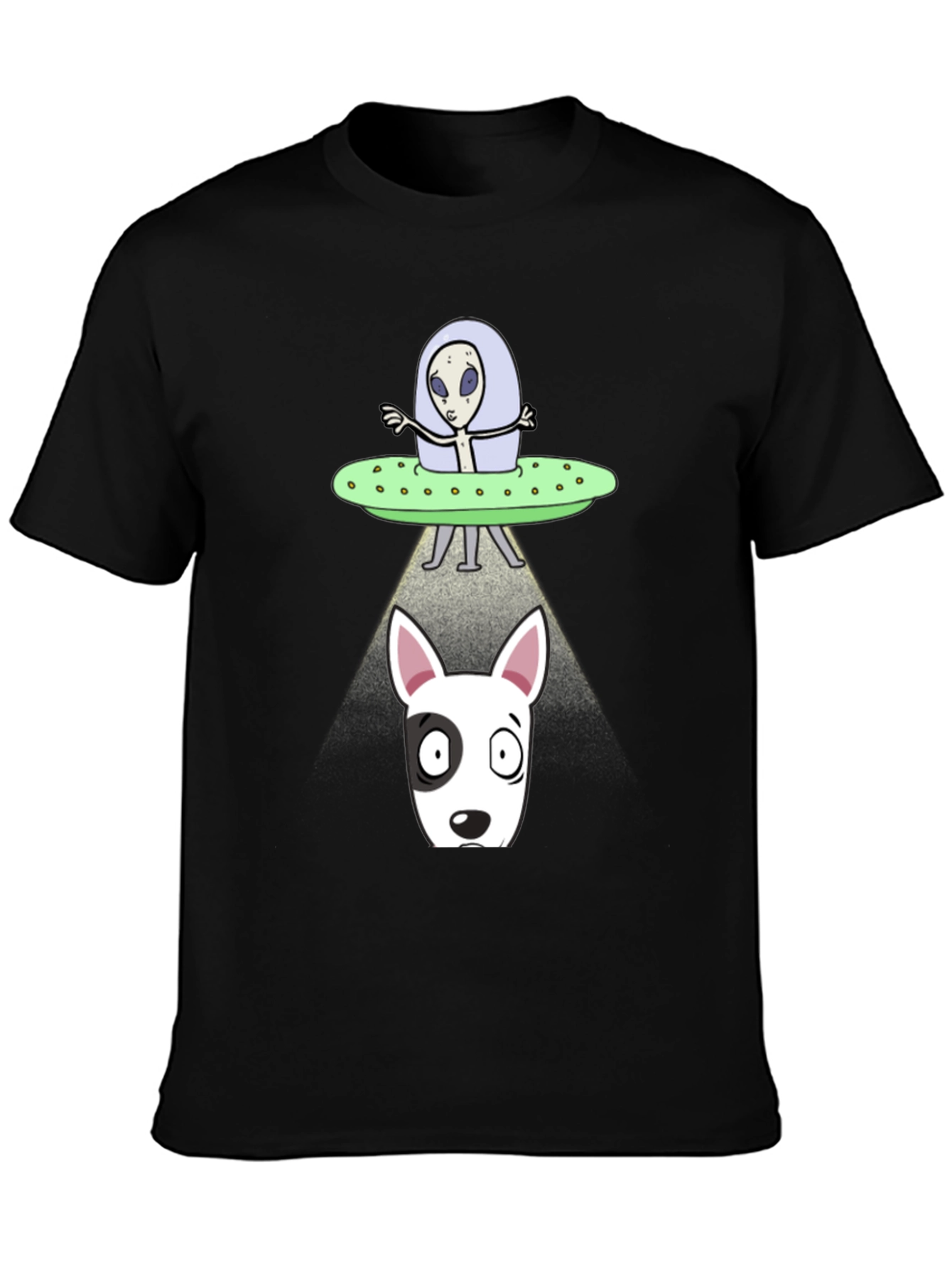 Black Alien Abduction Dog T-Shirt - UFO Graphic Tee view 3
