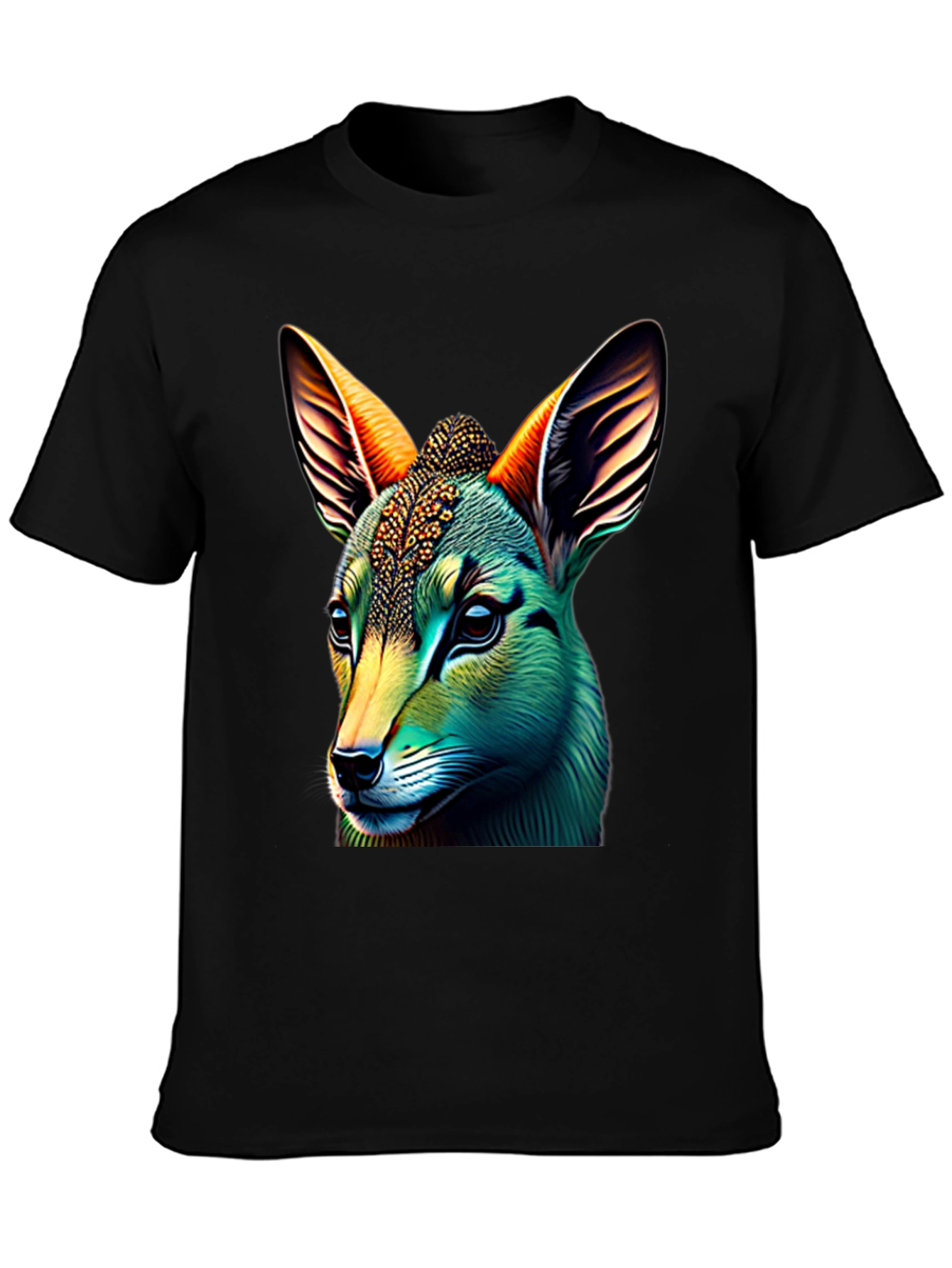 Black Vibrant Animal Graphic Tee - Unique Design view 3