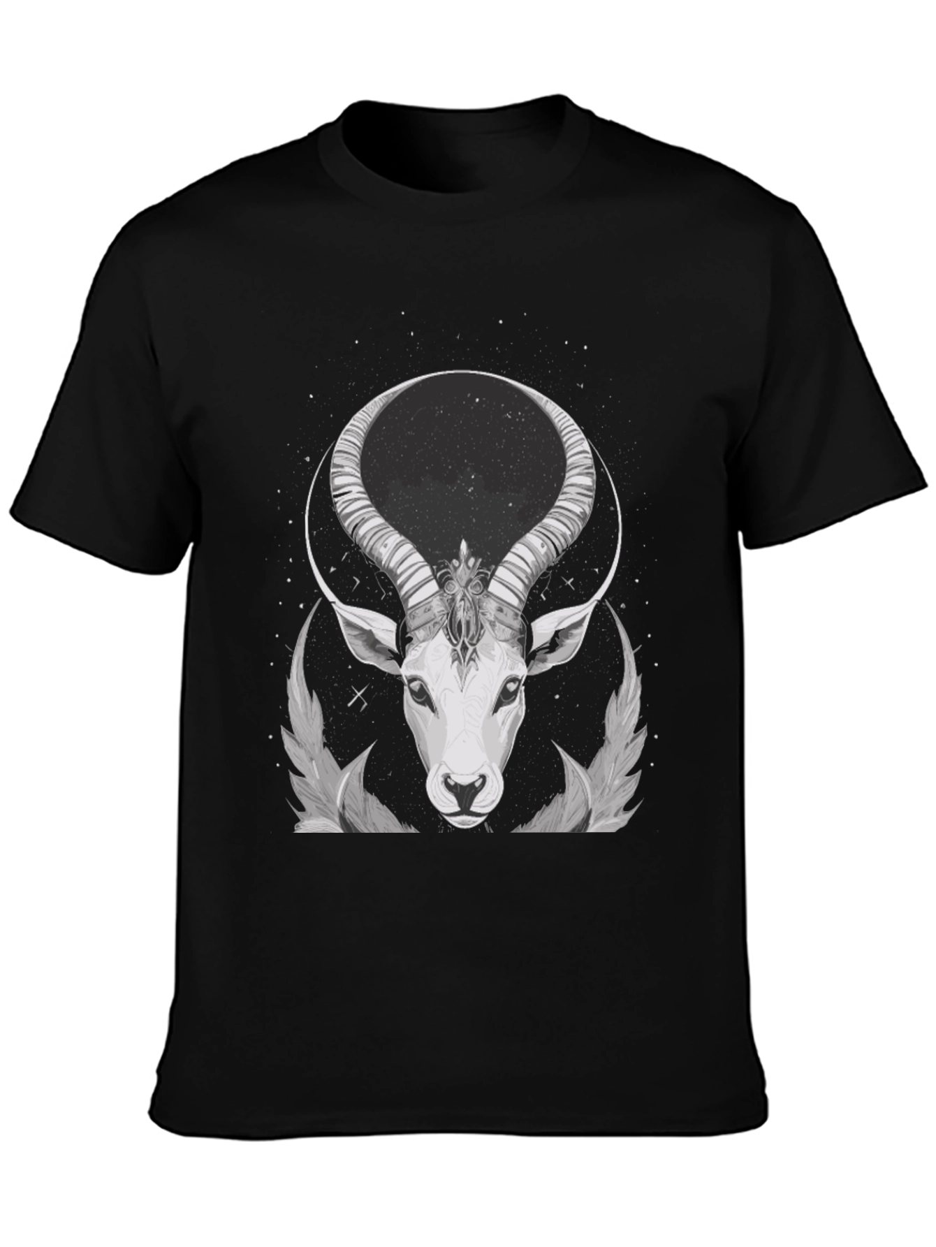 Black Cosmic Antelope Graphic Tee - Black Cotton Blend view 3